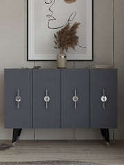 Aparador – 120cm x 80cm x 29,6cm – Prata e Antracite – Painel de partículas revestido de melamina