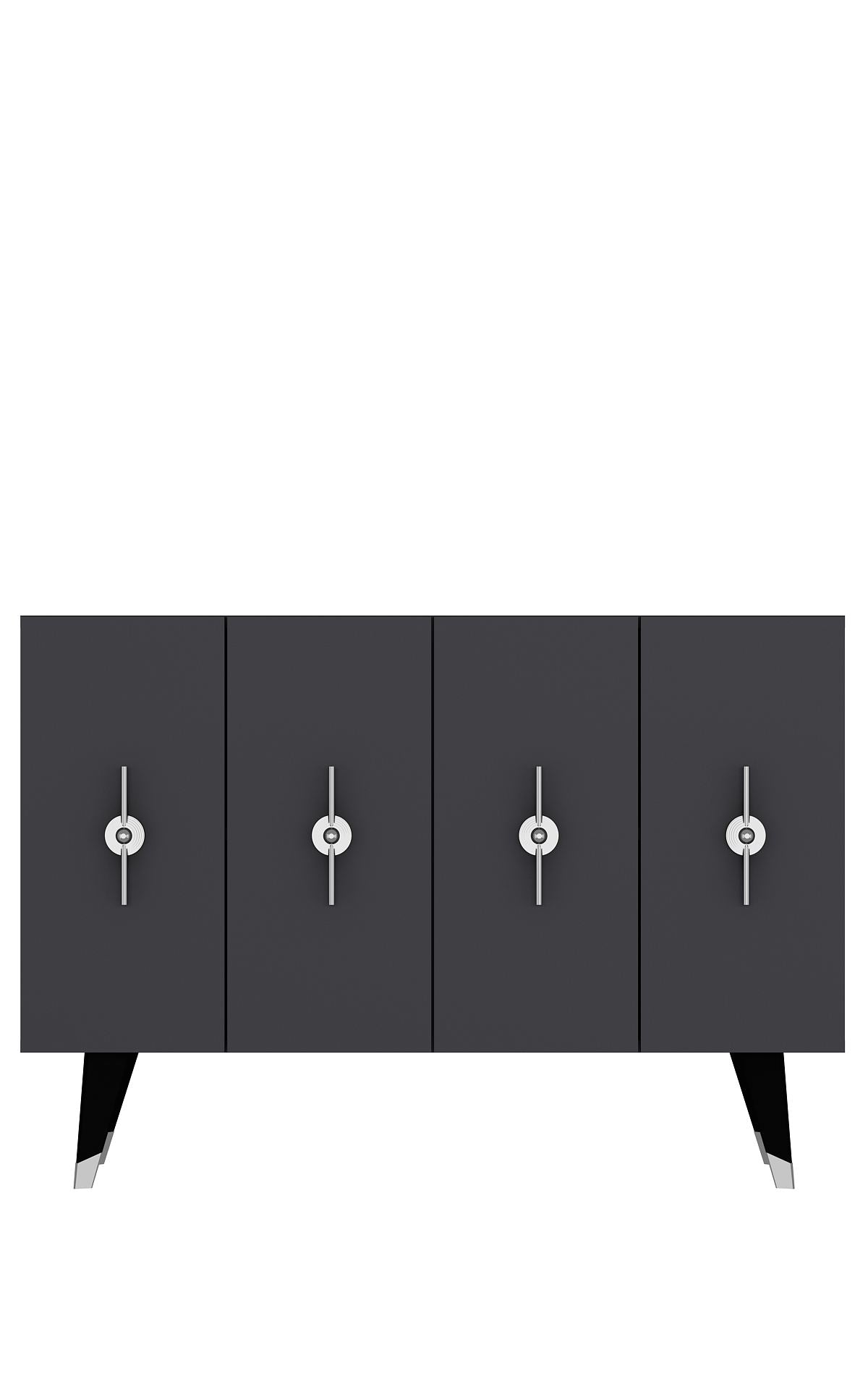 Aparador – 120cm x 80cm x 29,6cm – Prata e Antracite – Painel de partículas revestido de melamina
