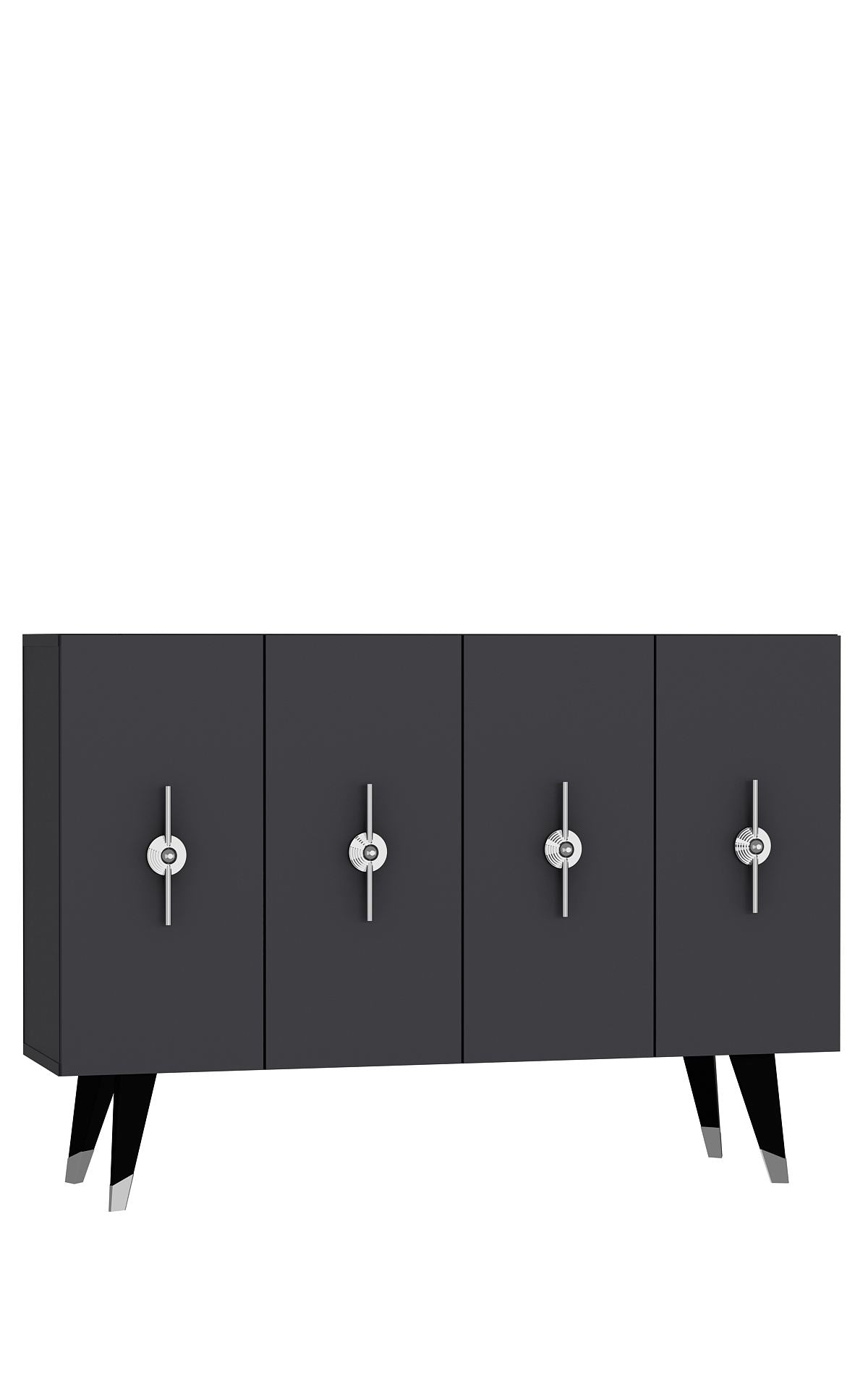 Aparador – 120cm x 80cm x 29,6cm – Prata e Antracite – Painel de partículas revestido de melamina