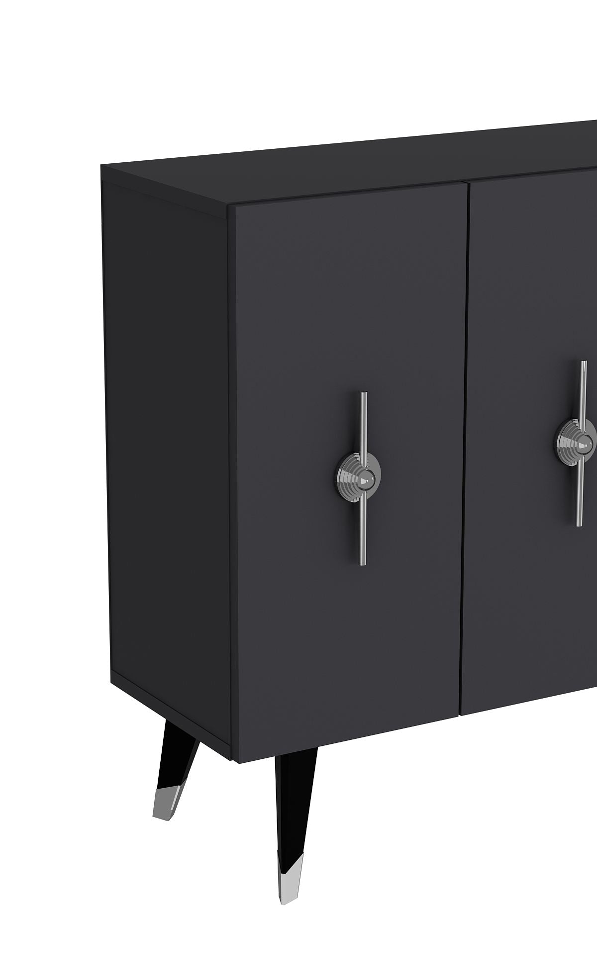 Aparador – 120cm x 80cm x 29,6cm – Prata e Antracite – Painel de partículas revestido de melamina