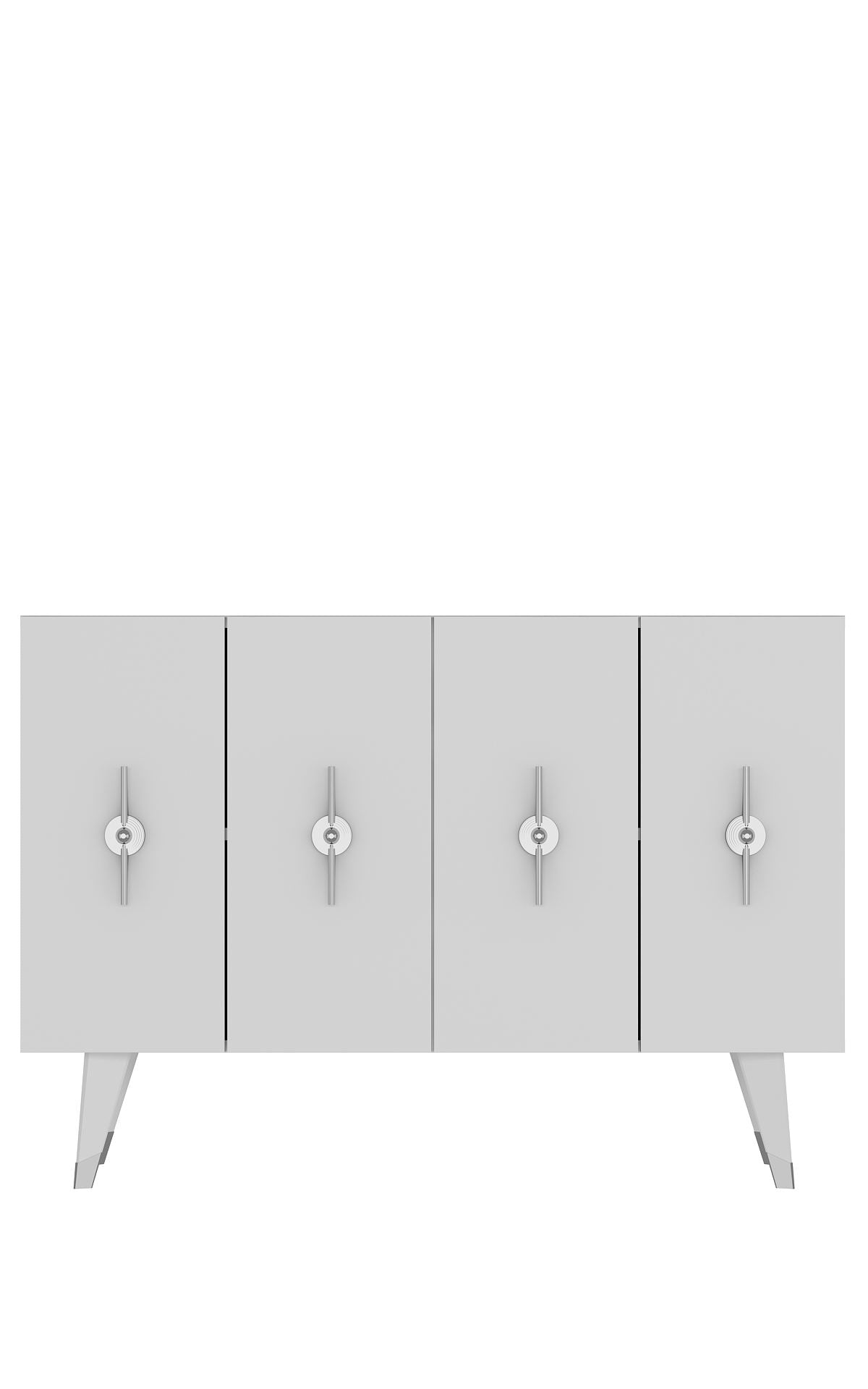 Aparador – 120cm x 80cm x 29,6cm – Prata e Branco – Painel de Partículas com Melamina