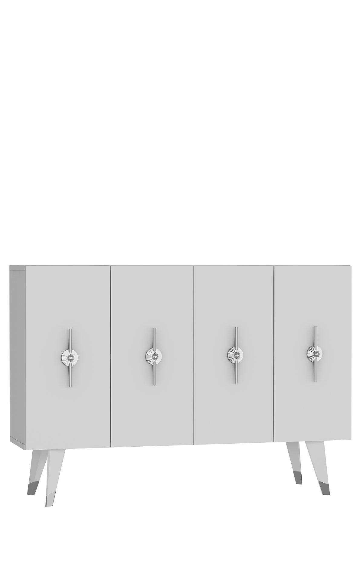 Aparador – 120cm x 80cm x 29,6cm – Prata e Branco – Painel de Partículas com Melamina