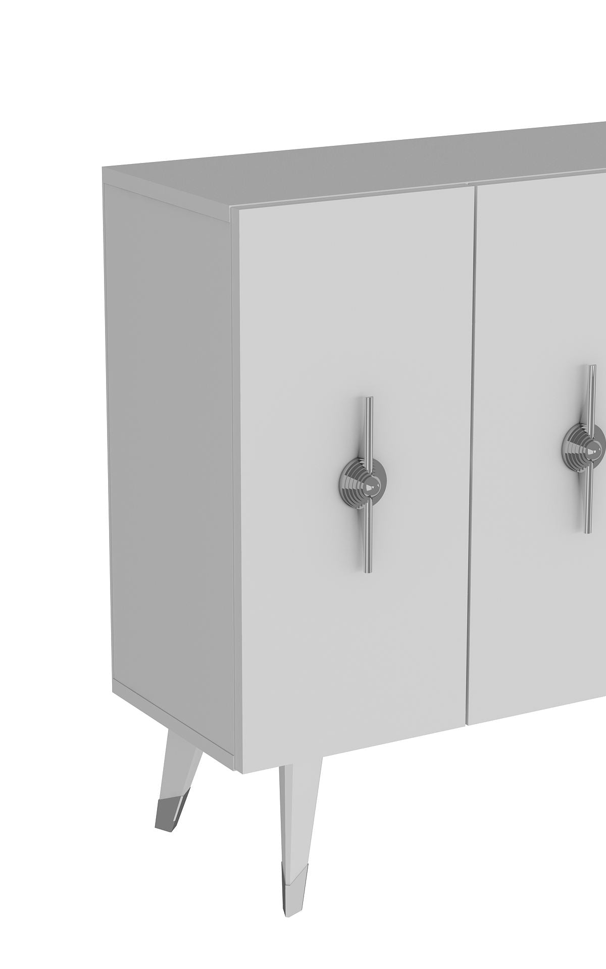 Aparador – 120cm x 80cm x 29,6cm – Prata e Branco – Painel de Partículas com Melamina
