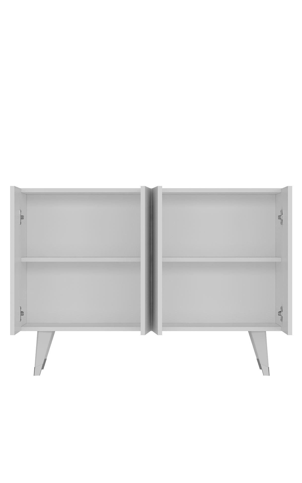 Aparador – 120cm x 80cm x 29,6cm – Prata e Branco – Painel de Partículas com Melamina