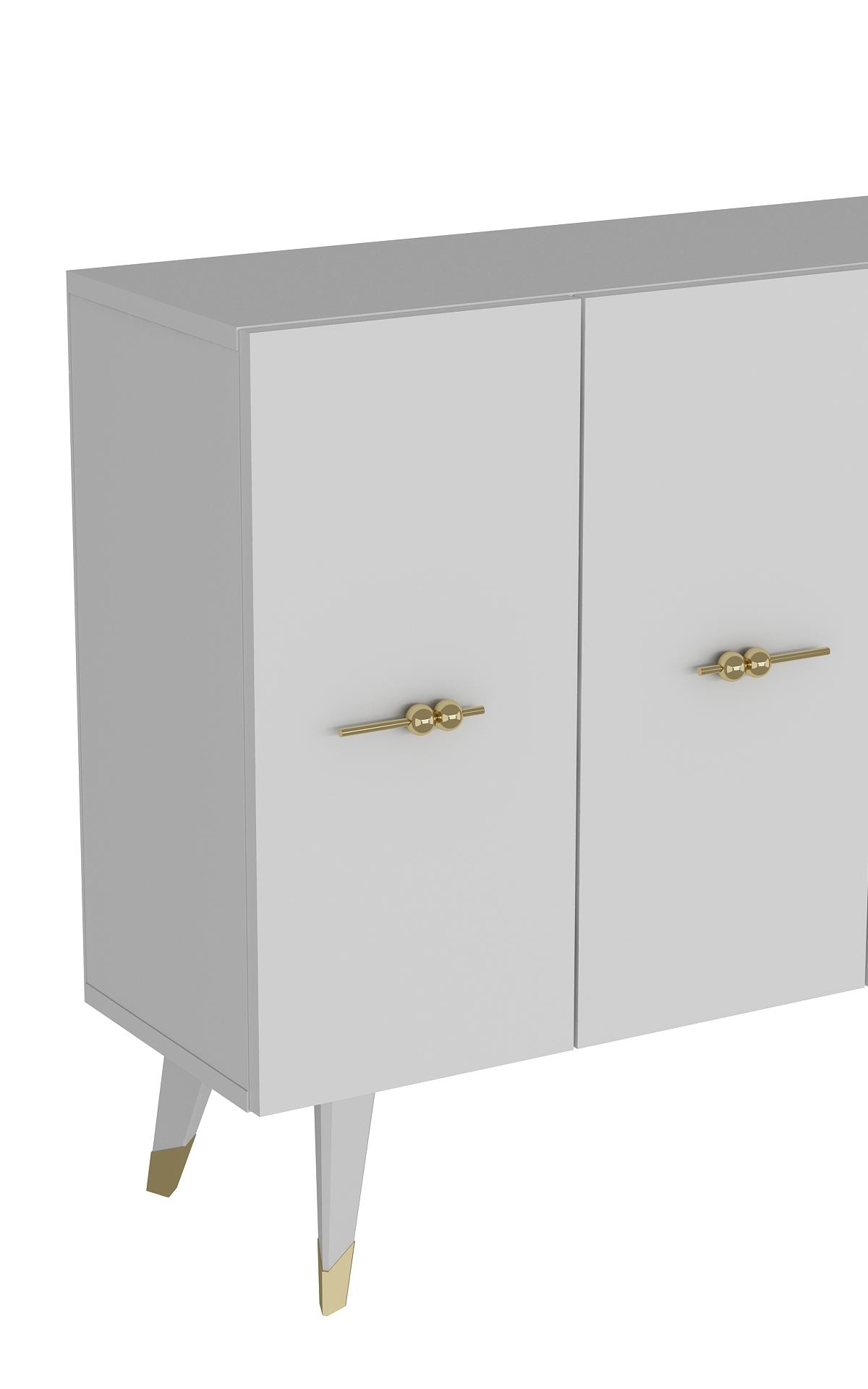 Aparador de madeira aglomerada revestido de melamina – 120x80x29,6 cm – dourado e branco