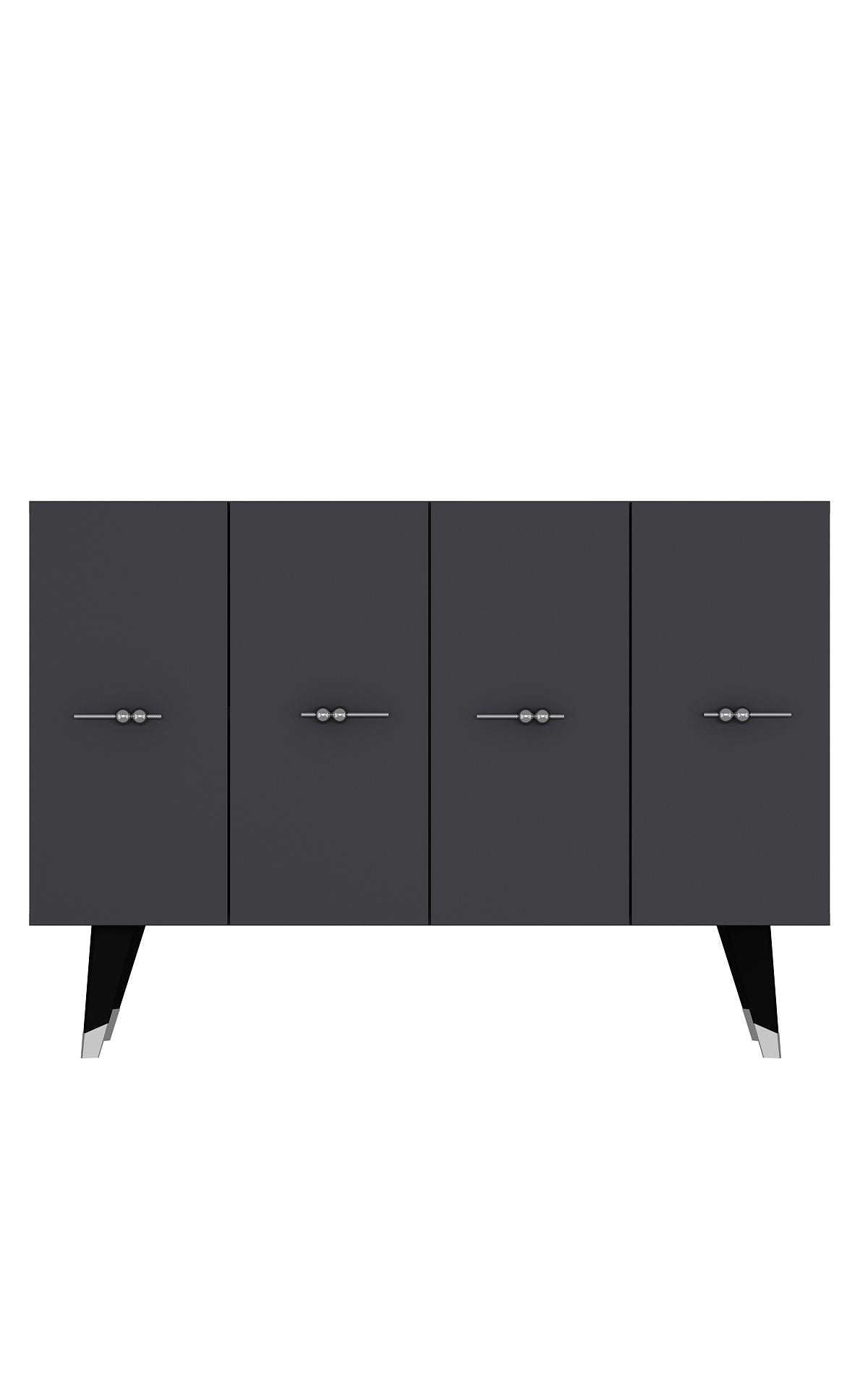 Aparador – 120 cm x 80 cm x 29,6 cm – Prata e Antracite – Painel de partículas revestido de melamina