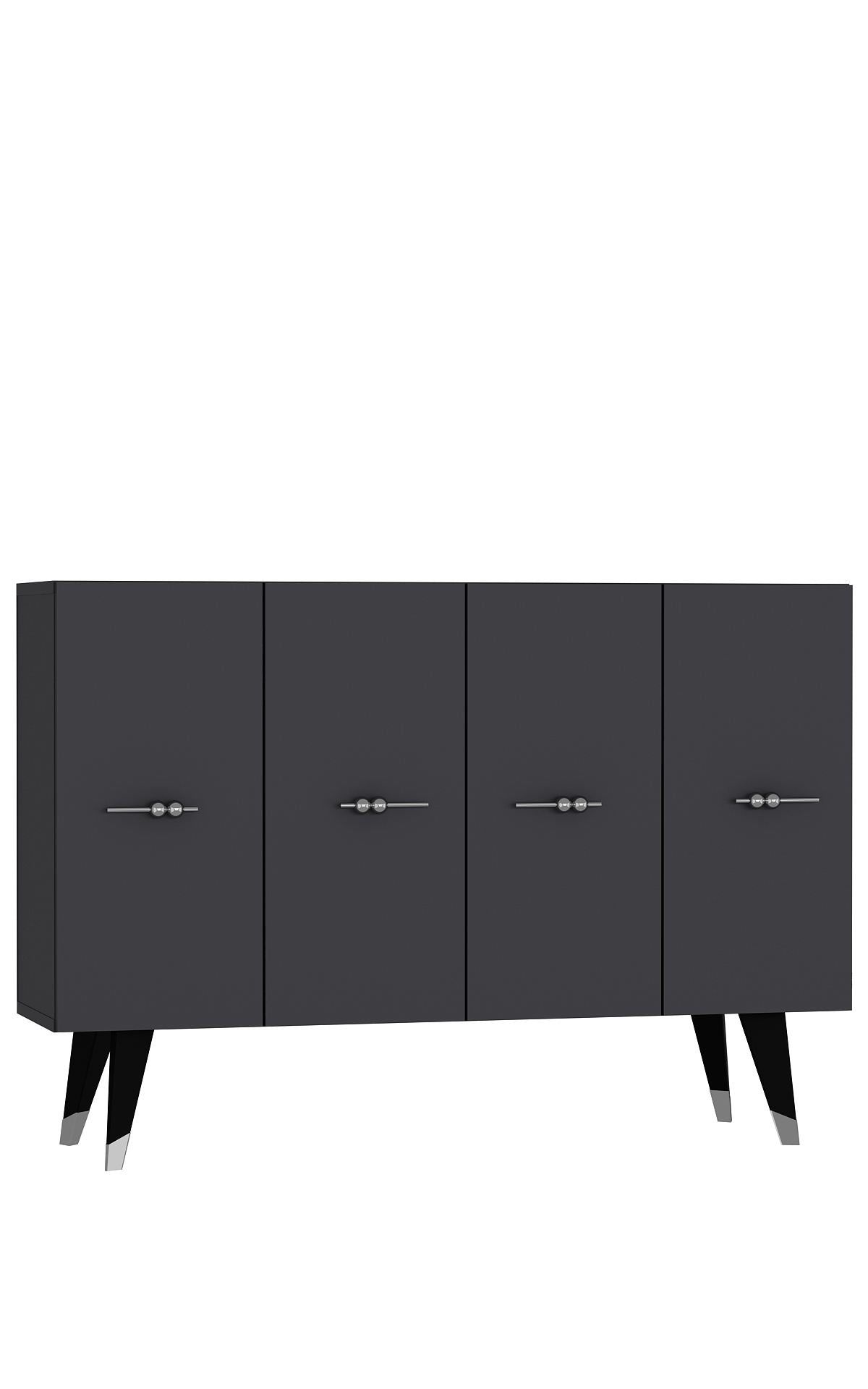 Aparador – 120 cm x 80 cm x 29,6 cm – Prata e Antracite – Painel de partículas revestido de melamina