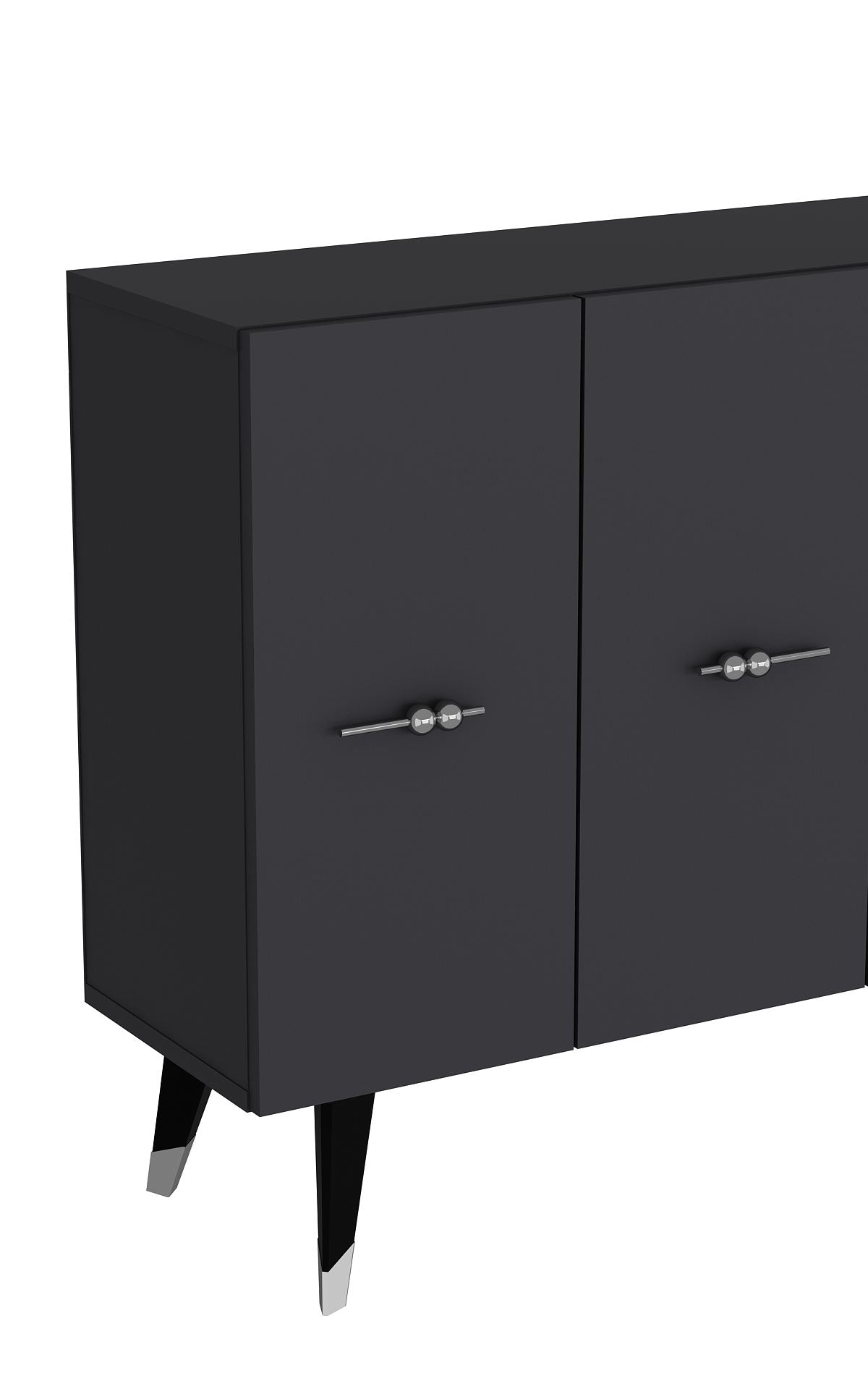 Aparador – 120 cm x 80 cm x 29,6 cm – Prata e Antracite – Painel de partículas revestido de melamina
