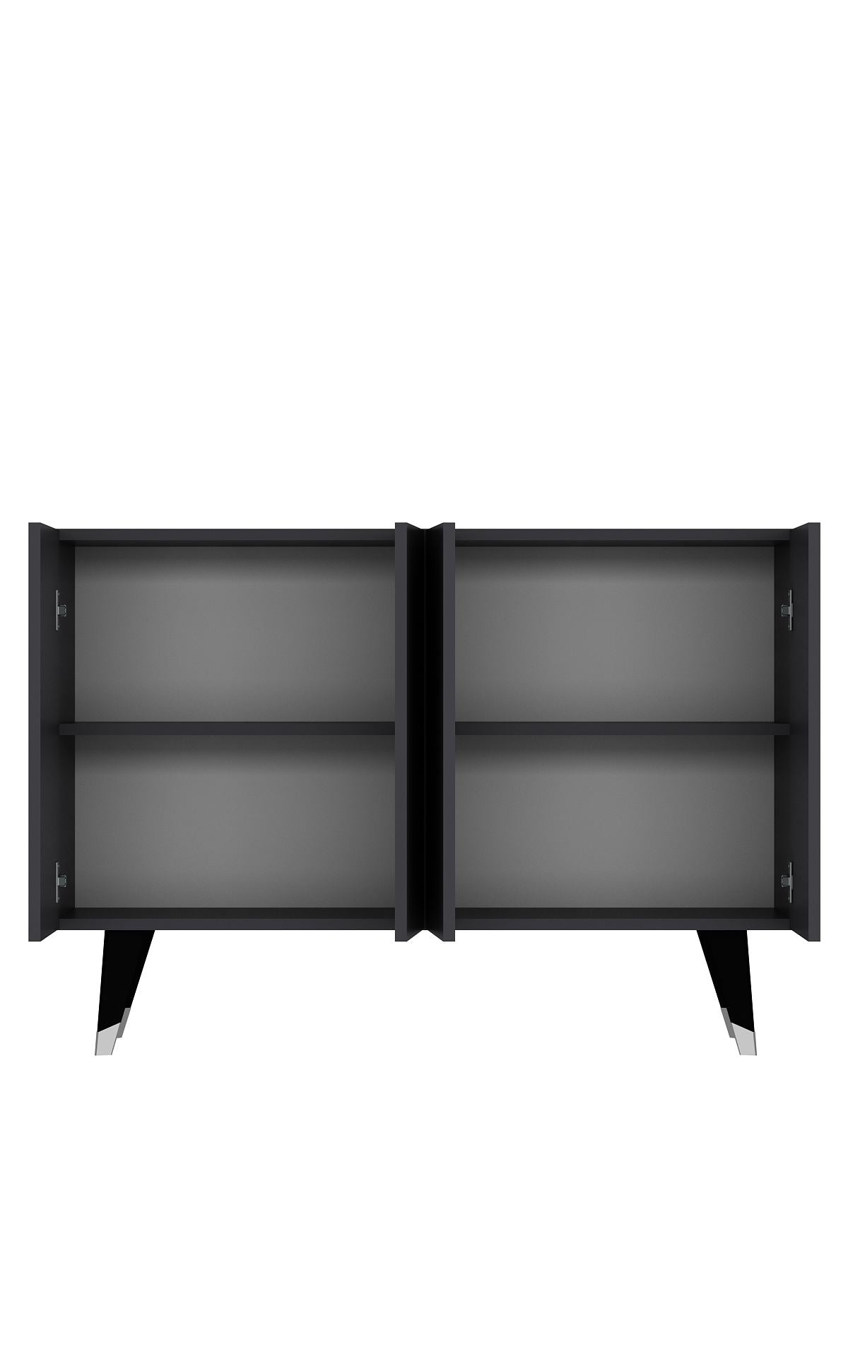 Aparador – 120 cm x 80 cm x 29,6 cm – Prata e Antracite – Painel de partículas revestido de melamina