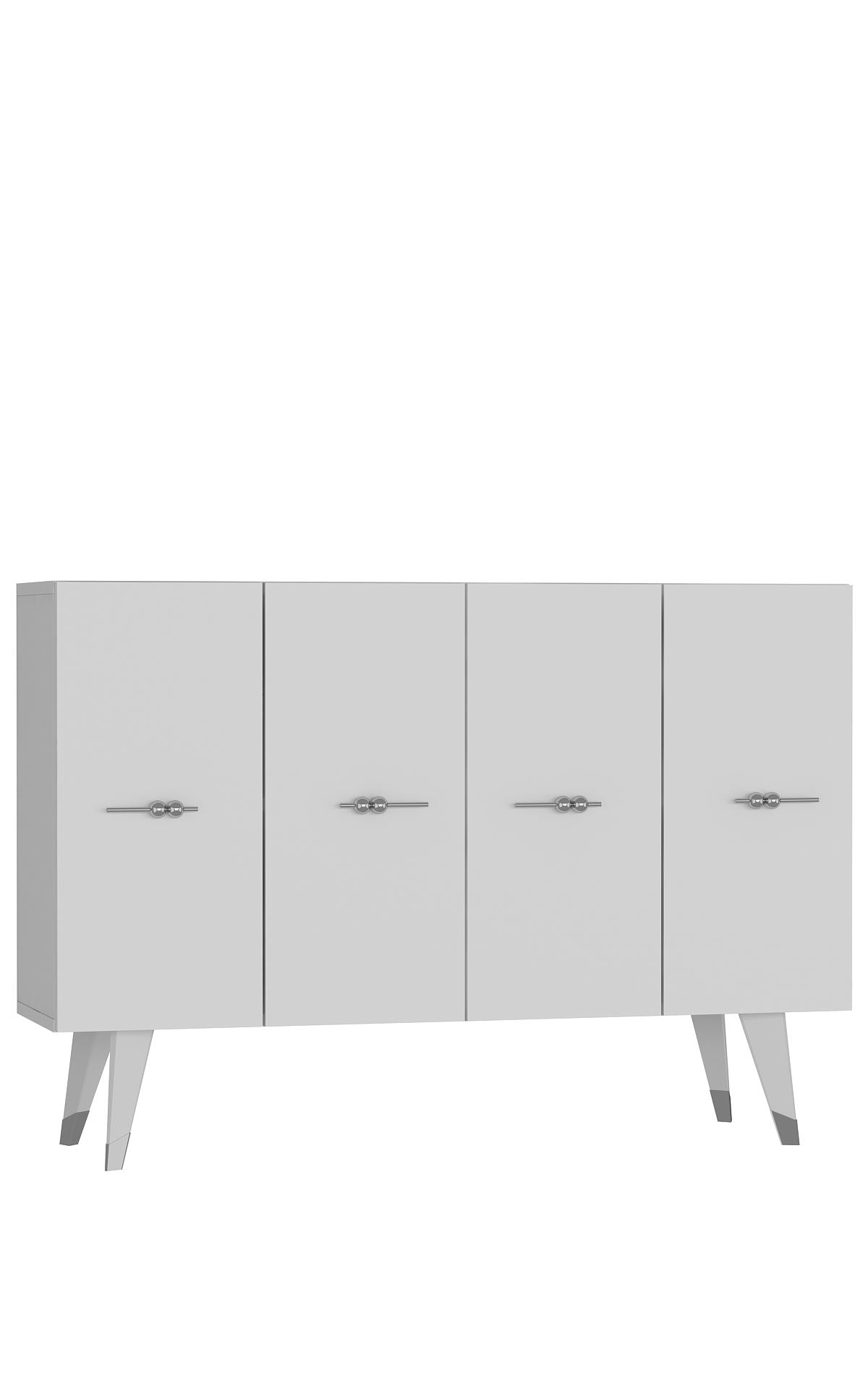 Aparador – 120cm x 80cm x 29,6cm – Prata e Branco – Painel de Partículas