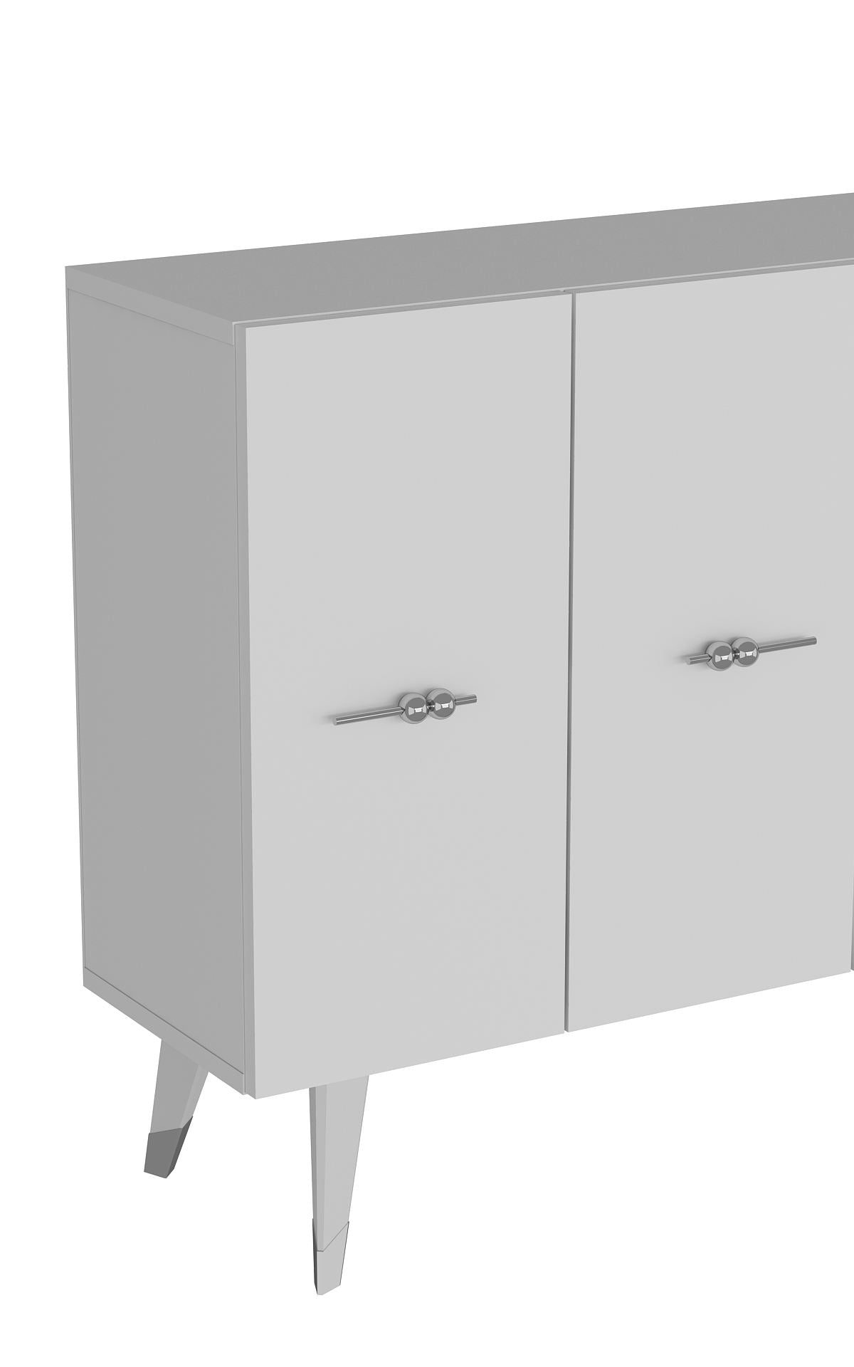 Aparador – 120cm x 80cm x 29,6cm – Prata e Branco – Painel de Partículas