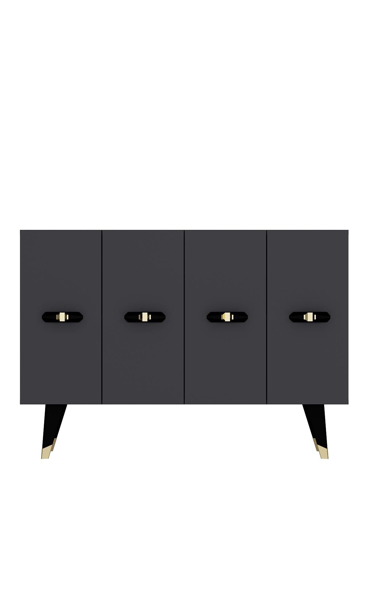 Aparador – 120 cm x 80 cm x 29,6 cm – Dourado e Antracite – Painel de partículas revestido de melamina