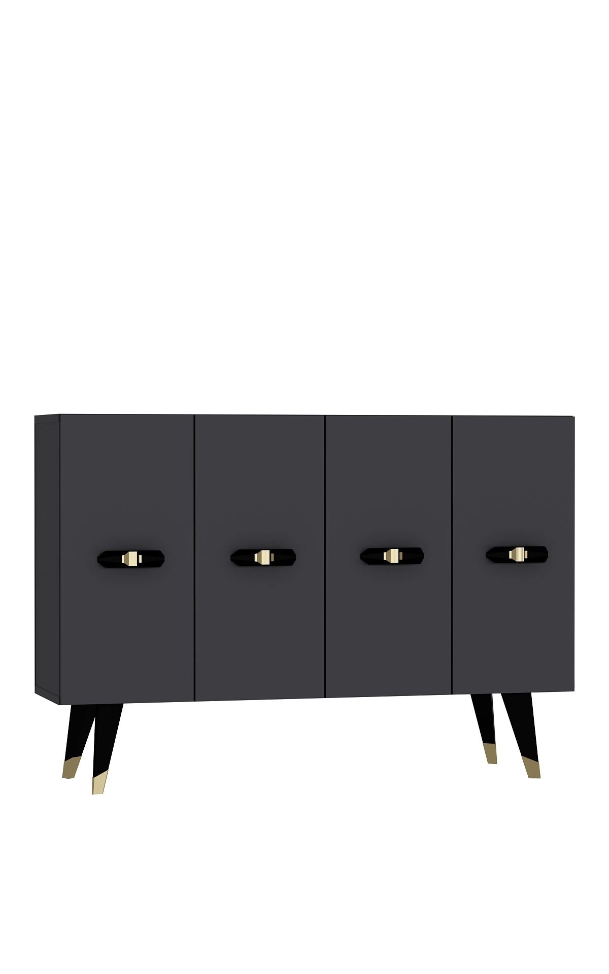 Aparador – 120 cm x 80 cm x 29,6 cm – Dourado e Antracite – Painel de partículas revestido de melamina