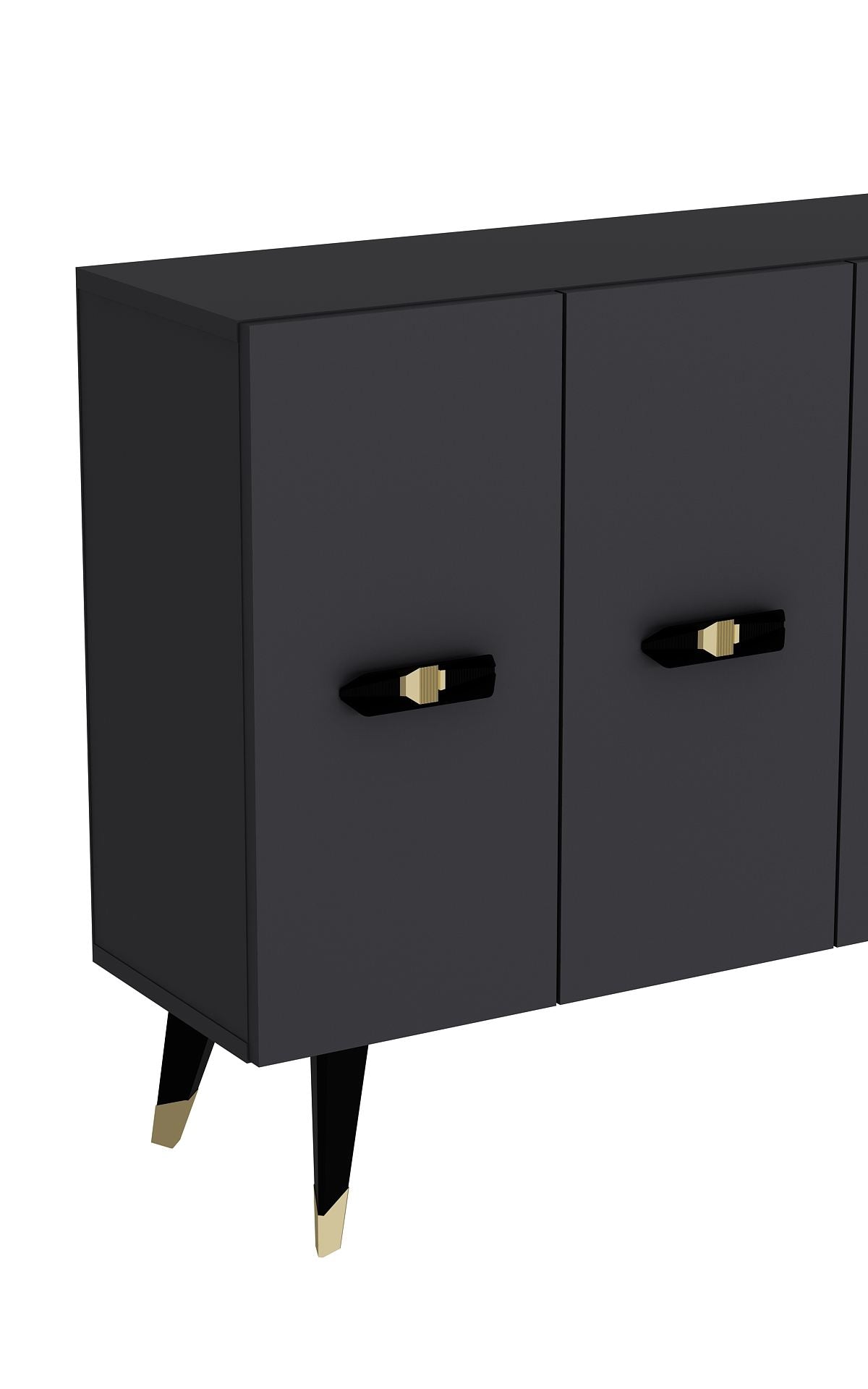 Aparador – 120 cm x 80 cm x 29,6 cm – Dourado e Antracite – Painel de partículas revestido de melamina