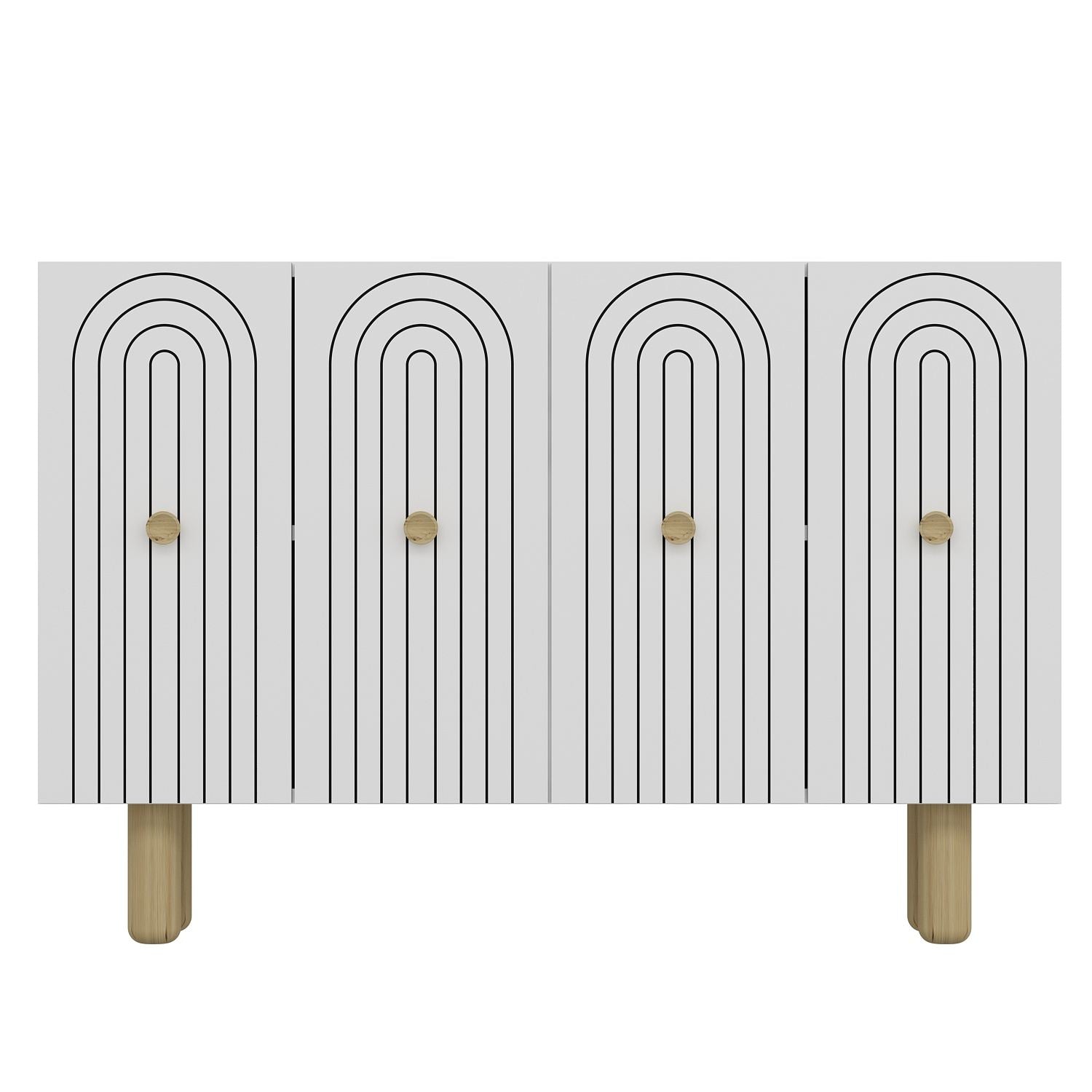 Aparador – 120 cm x 75 cm x 29,6 cm – Branco – Painel de partículas revestido de melamina