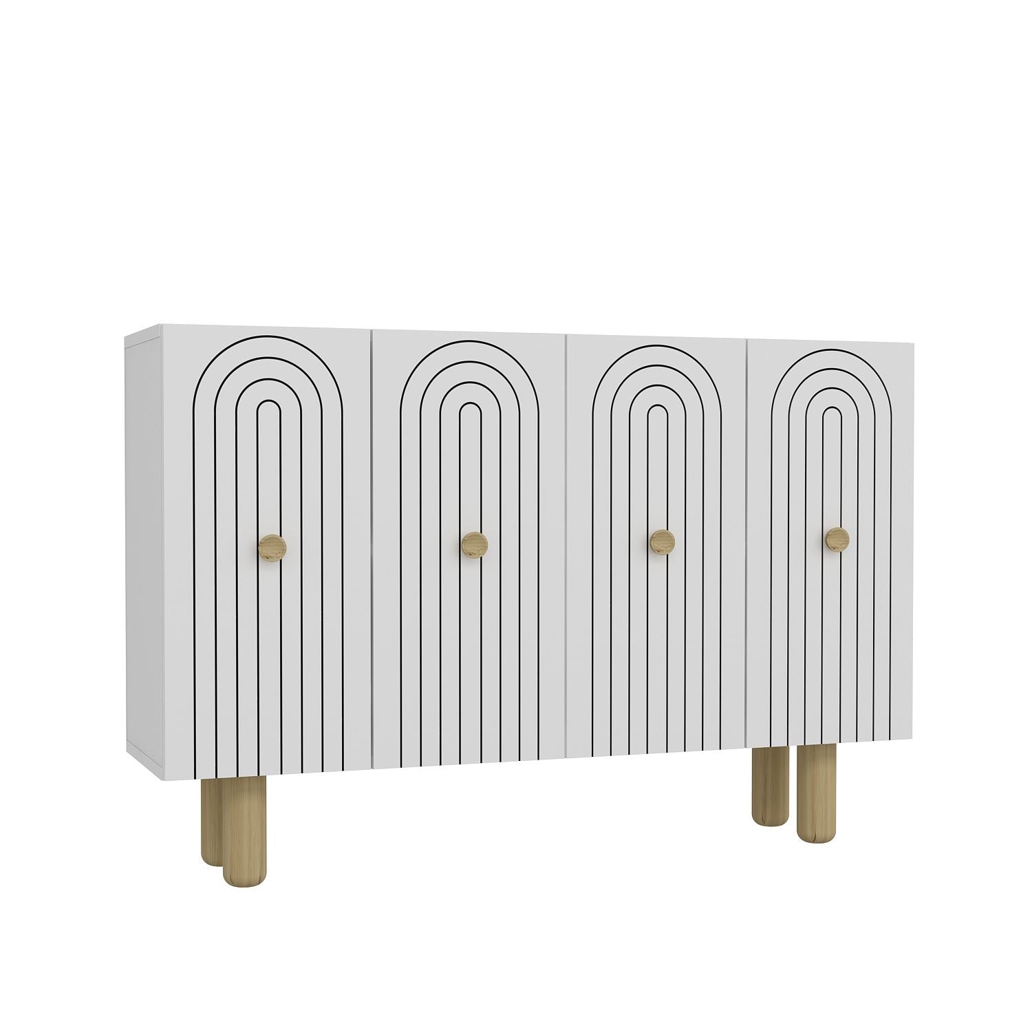 Aparador – 120 cm x 75 cm x 29,6 cm – Branco – Painel de partículas revestido de melamina