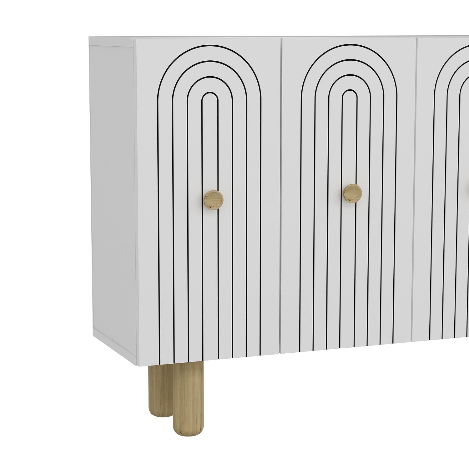 Aparador – 120 cm x 75 cm x 29,6 cm – Branco – Painel de partículas revestido de melamina