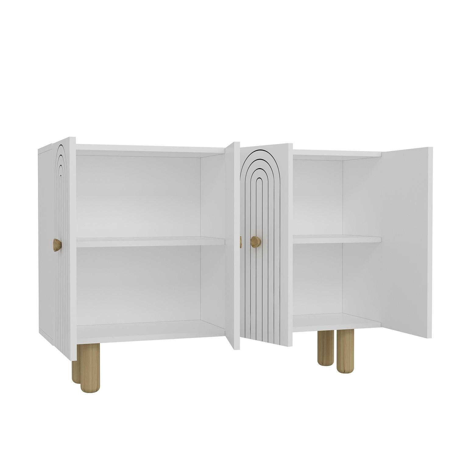 Aparador – 120 cm x 75 cm x 29,6 cm – Branco – Painel de partículas revestido de melamina