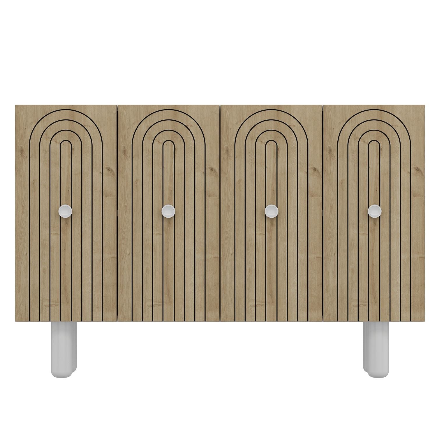 Aparador – 120cm x 75cm x 29,6cm – Branco e Carvalho Safira – Aglomerado revestido de melamina