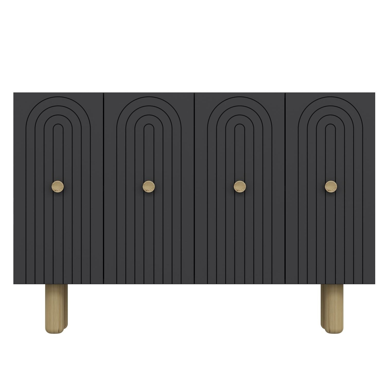 Aparador – 120 cm x 75 cm x 29,6 cm – Antracite – Painel de Partículas Revestido em Melamina