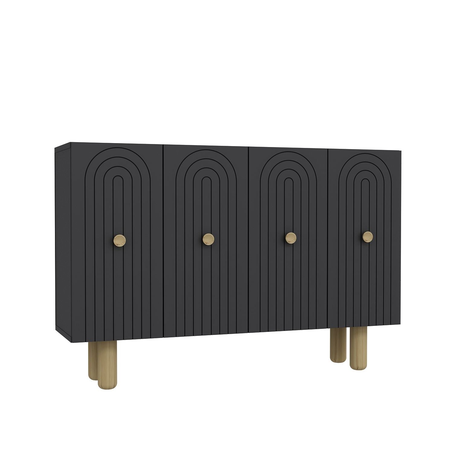 Aparador – 120 cm x 75 cm x 29,6 cm – Antracite – Painel de Partículas Revestido em Melamina