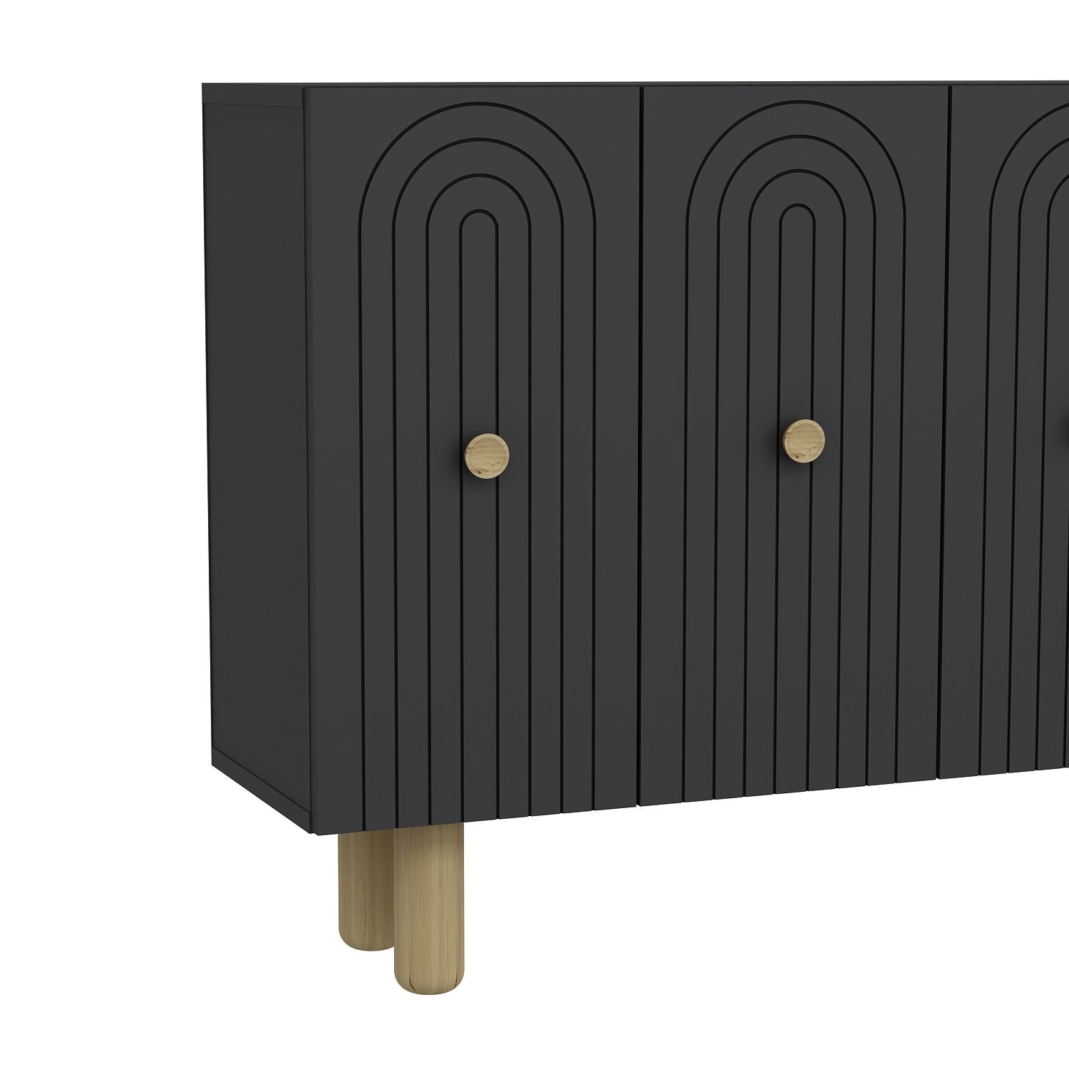 Aparador – 120 cm x 75 cm x 29,6 cm – Antracite – Painel de Partículas Revestido em Melamina