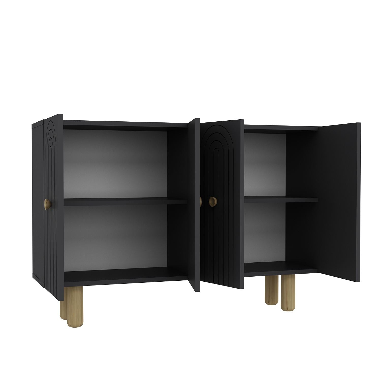 Aparador – 120 cm x 75 cm x 29,6 cm – Antracite – Painel de Partículas Revestido em Melamina