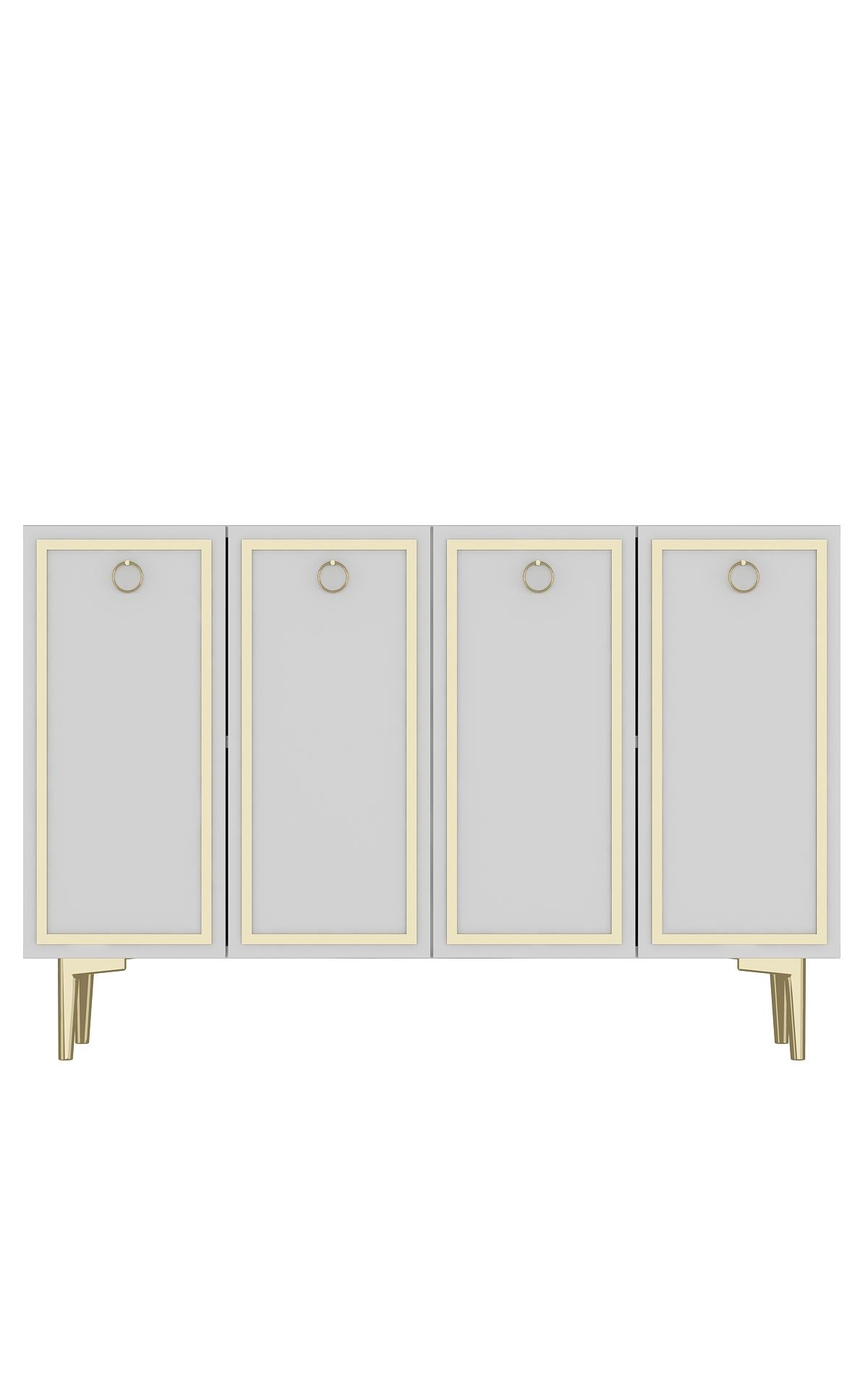 Aparador – 120cm x 75cm x 29,6cm – Branco e Dourado – MDF