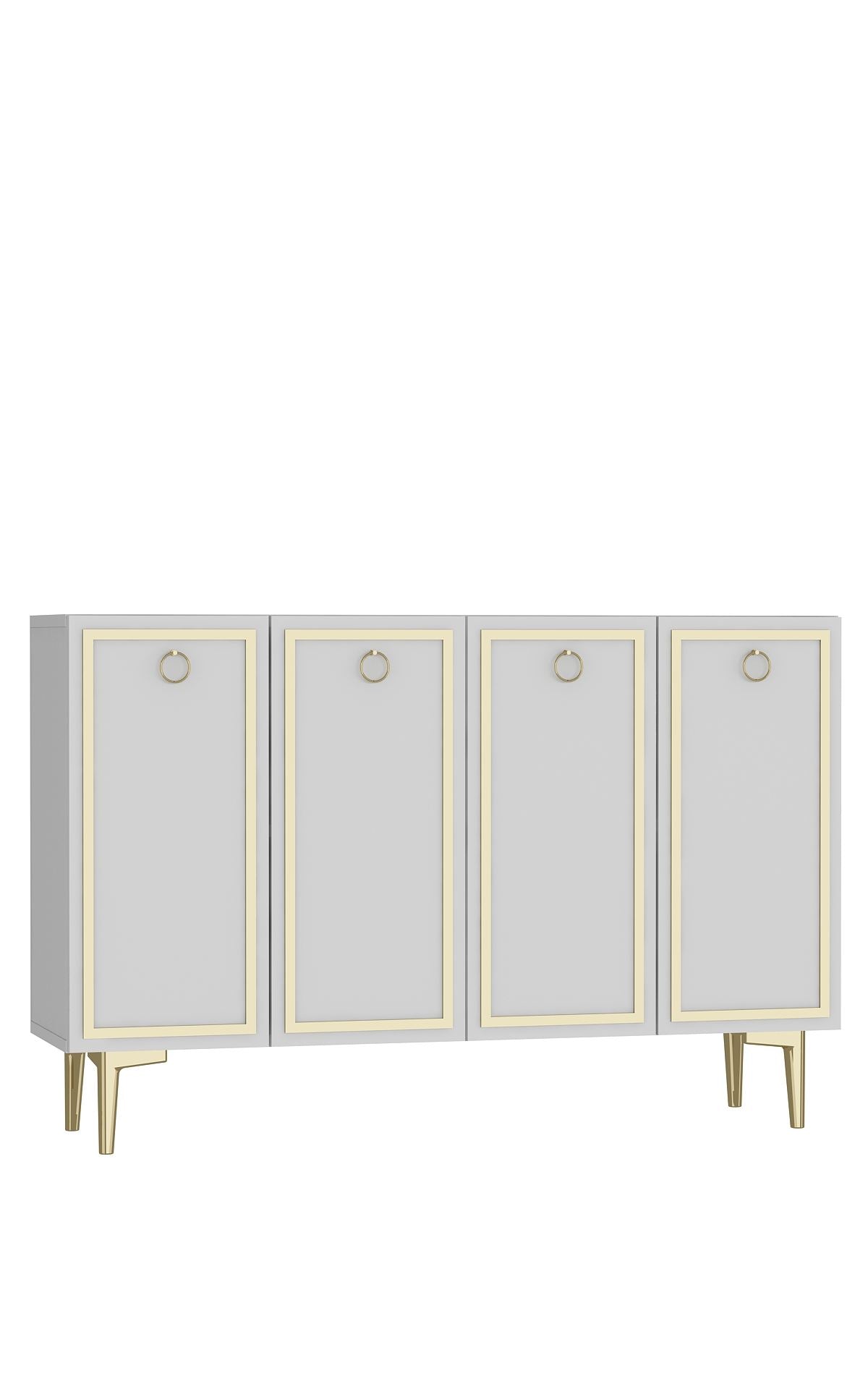 Aparador – 120cm x 75cm x 29,6cm – Branco e Dourado – MDF