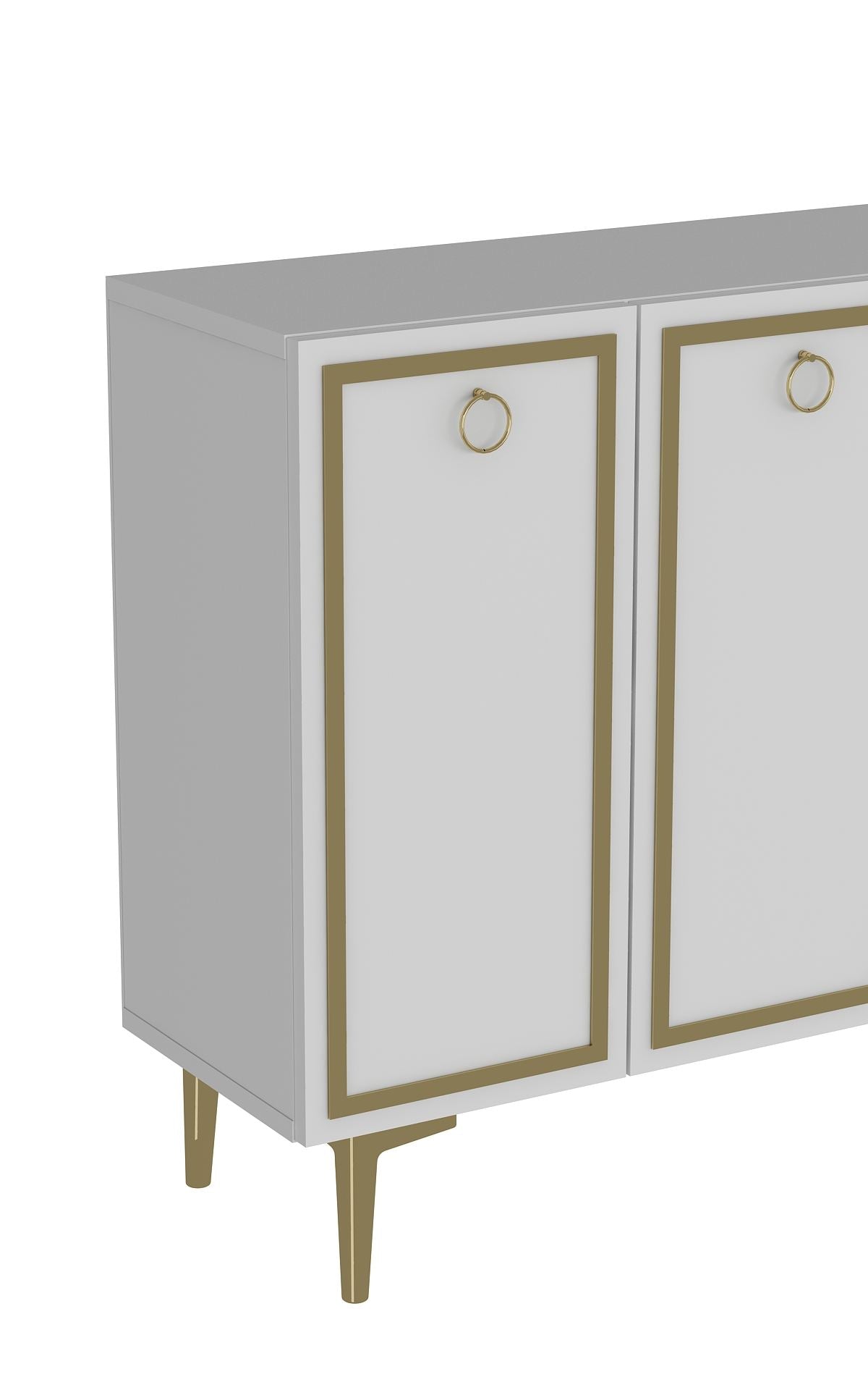 Aparador – 120cm x 75cm x 29,6cm – Branco e Dourado – MDF