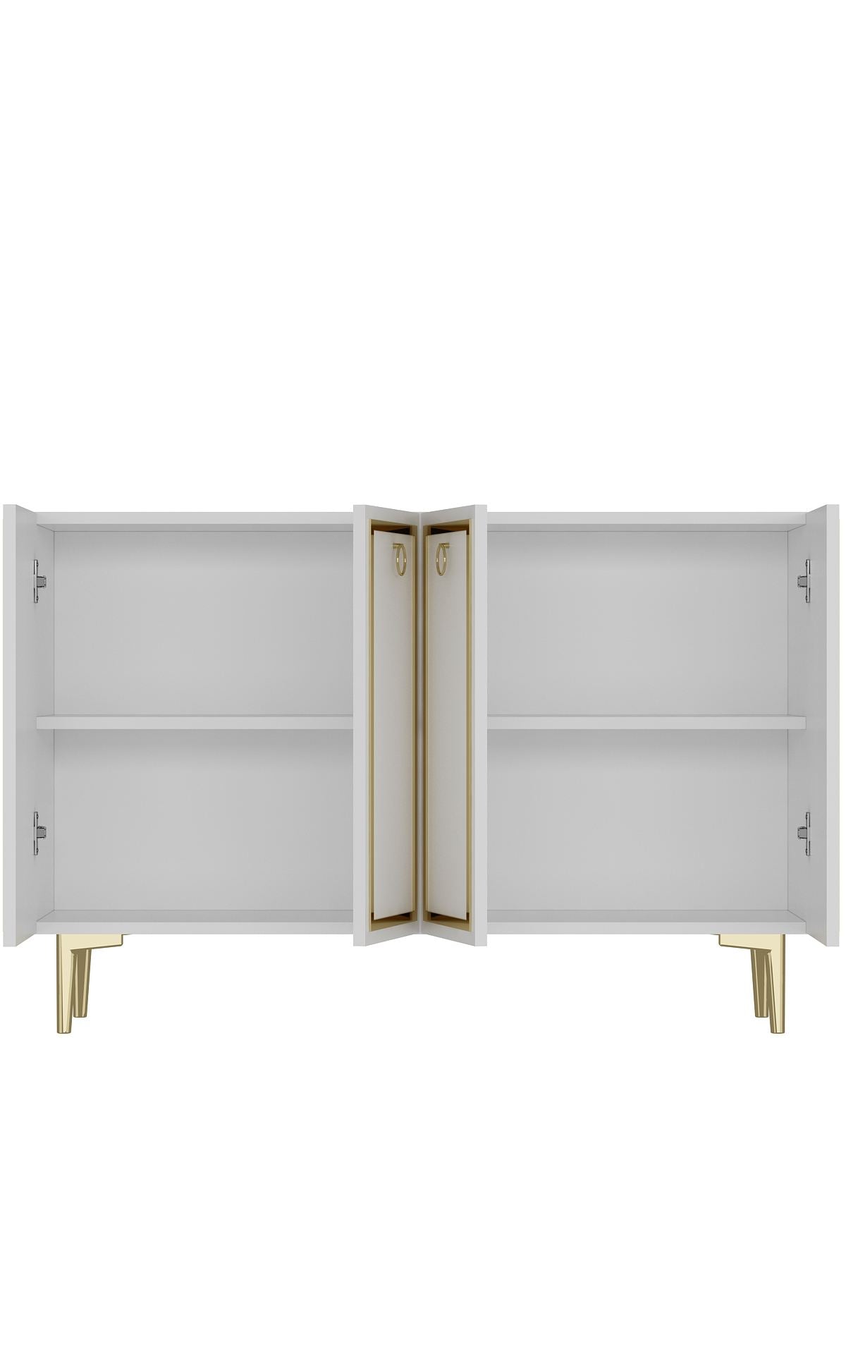 Aparador – 120cm x 75cm x 29,6cm – Branco e Dourado – MDF