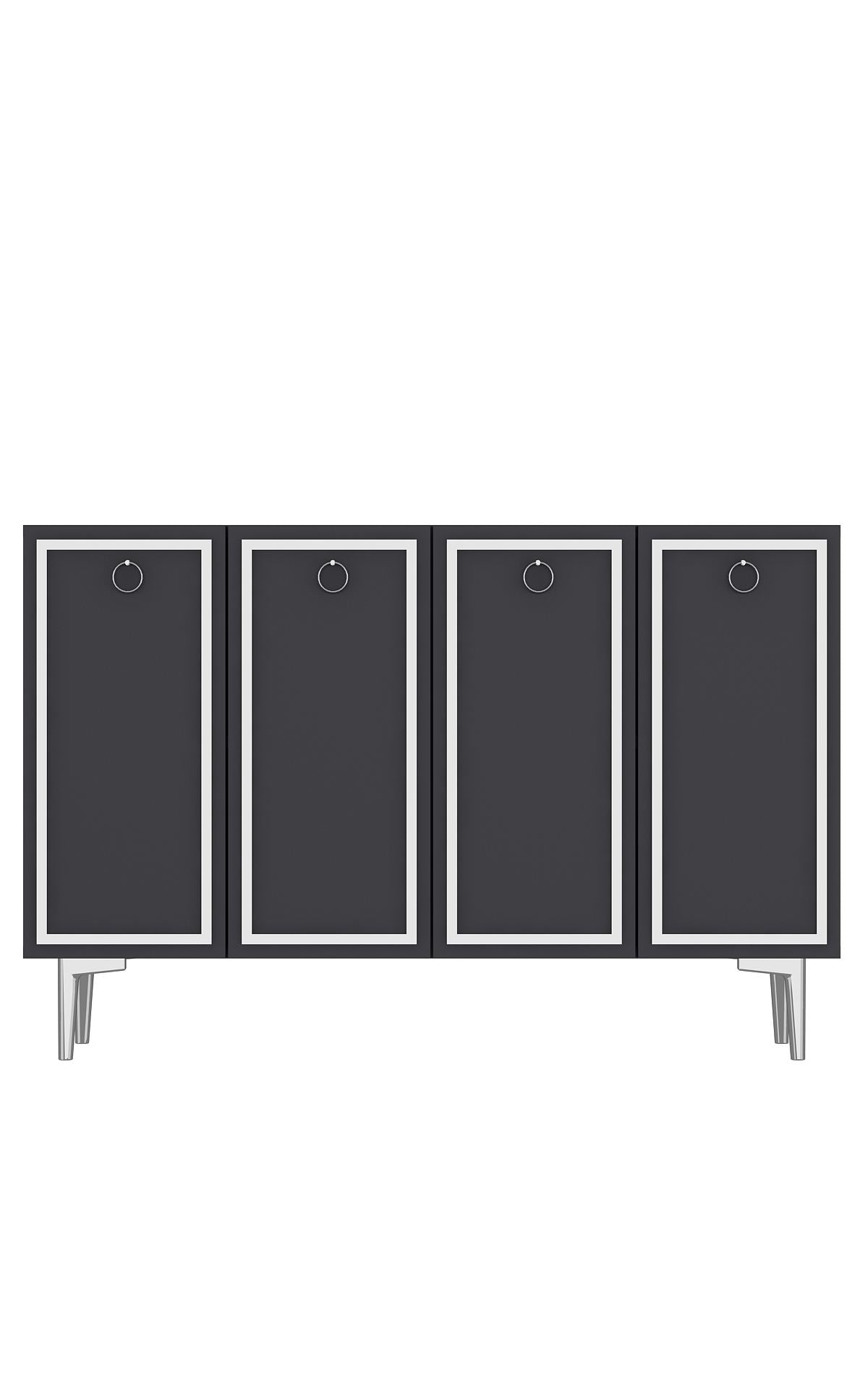 Aparador – 120cm x 75cm – Antracite e Prata – Aglomerado
