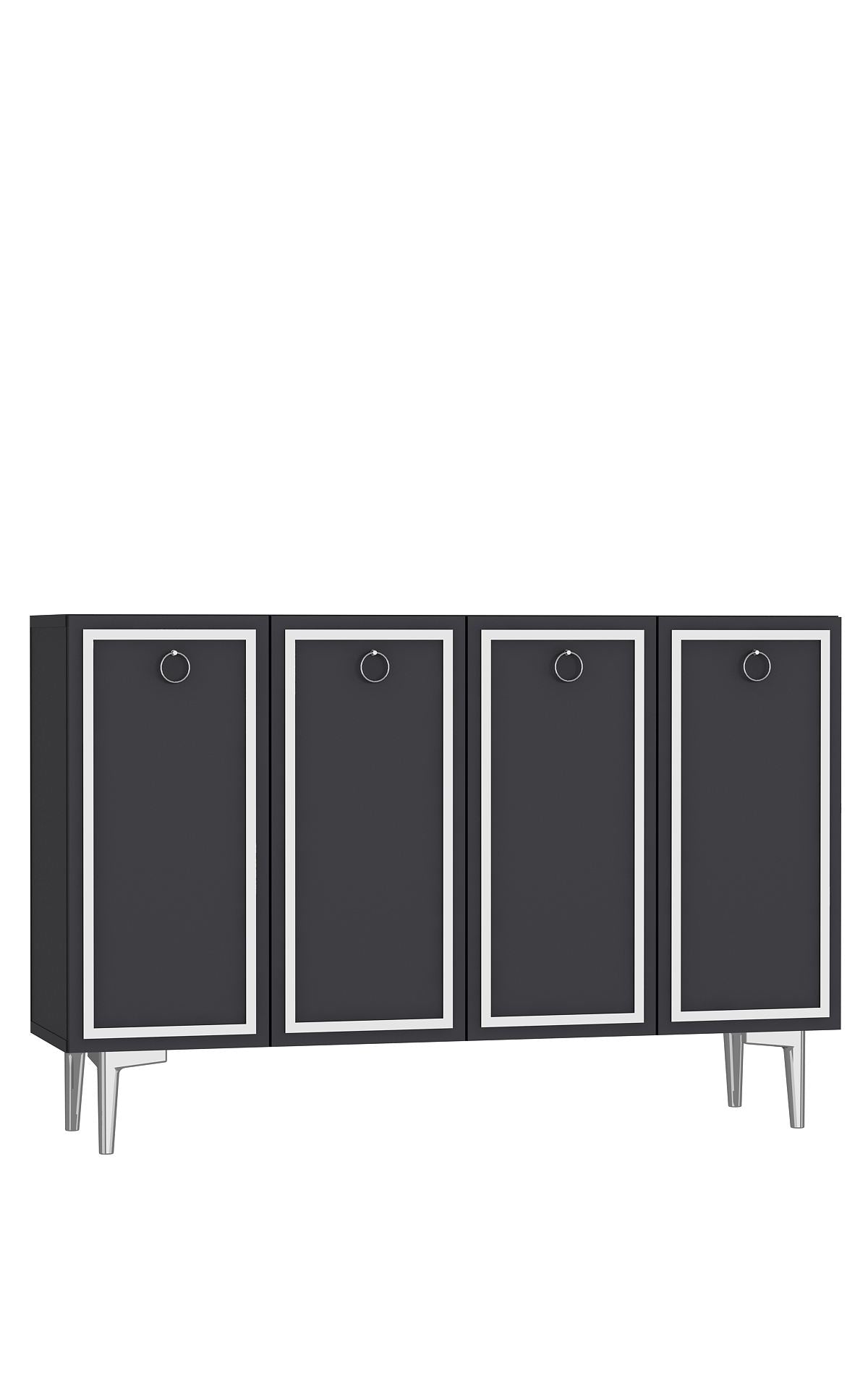 Aparador – 120cm x 75cm – Antracite e Prata – Aglomerado