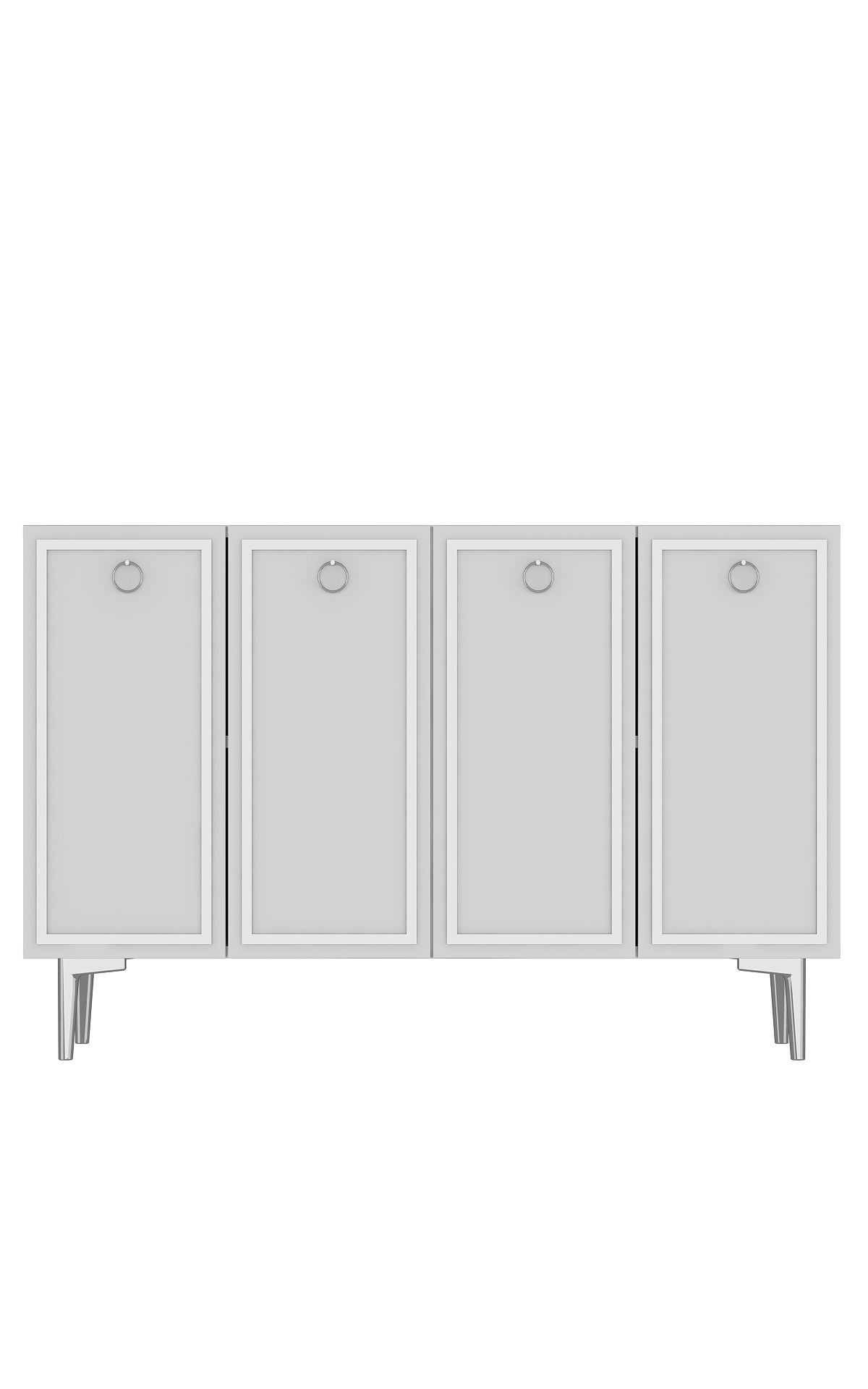 Aparador – 120 cm x 75 cm x 29,6 cm – Branco e Prata – Painel de partículas revestido de melamina