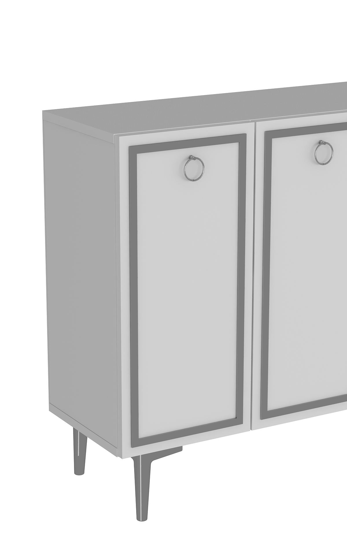 Aparador – 120 cm x 75 cm x 29,6 cm – Branco e Prata – Painel de partículas revestido de melamina