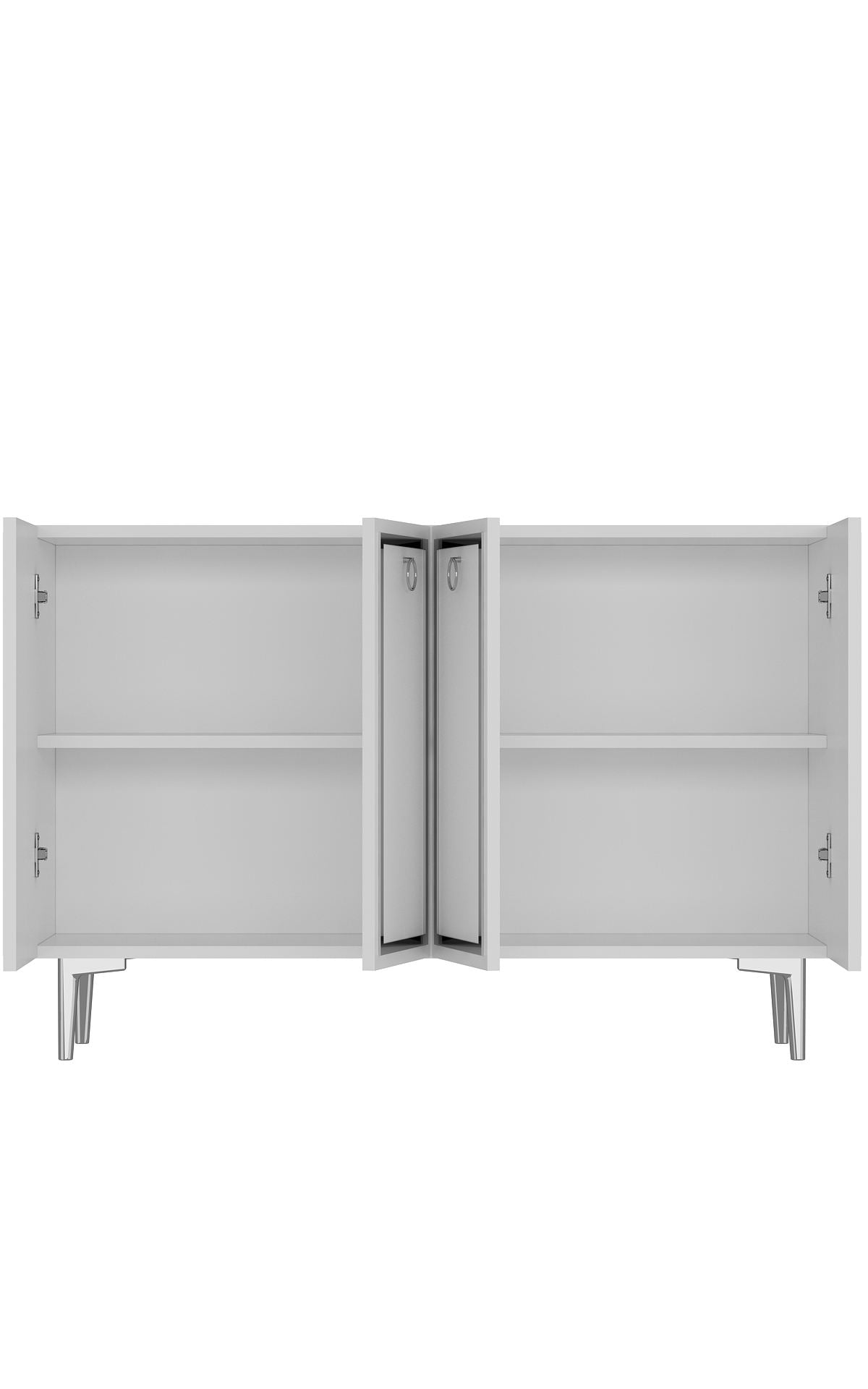 Aparador – 120 cm x 75 cm x 29,6 cm – Branco e Prata – Painel de partículas revestido de melamina