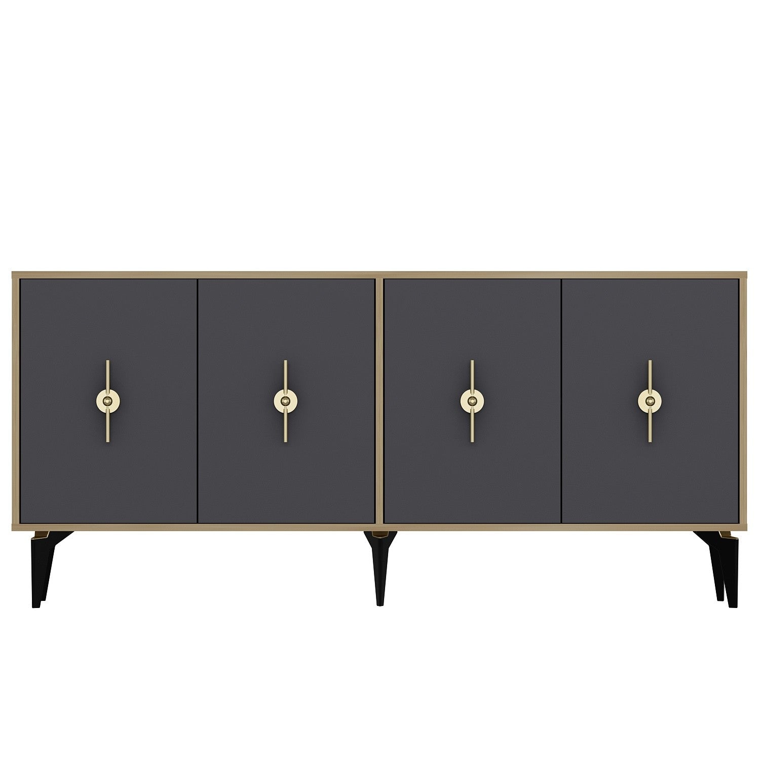 Aparador – 180cm x 82,6cm x 35cm – Carvalho Safira e Antracite – Aglomerado revestido de melamina