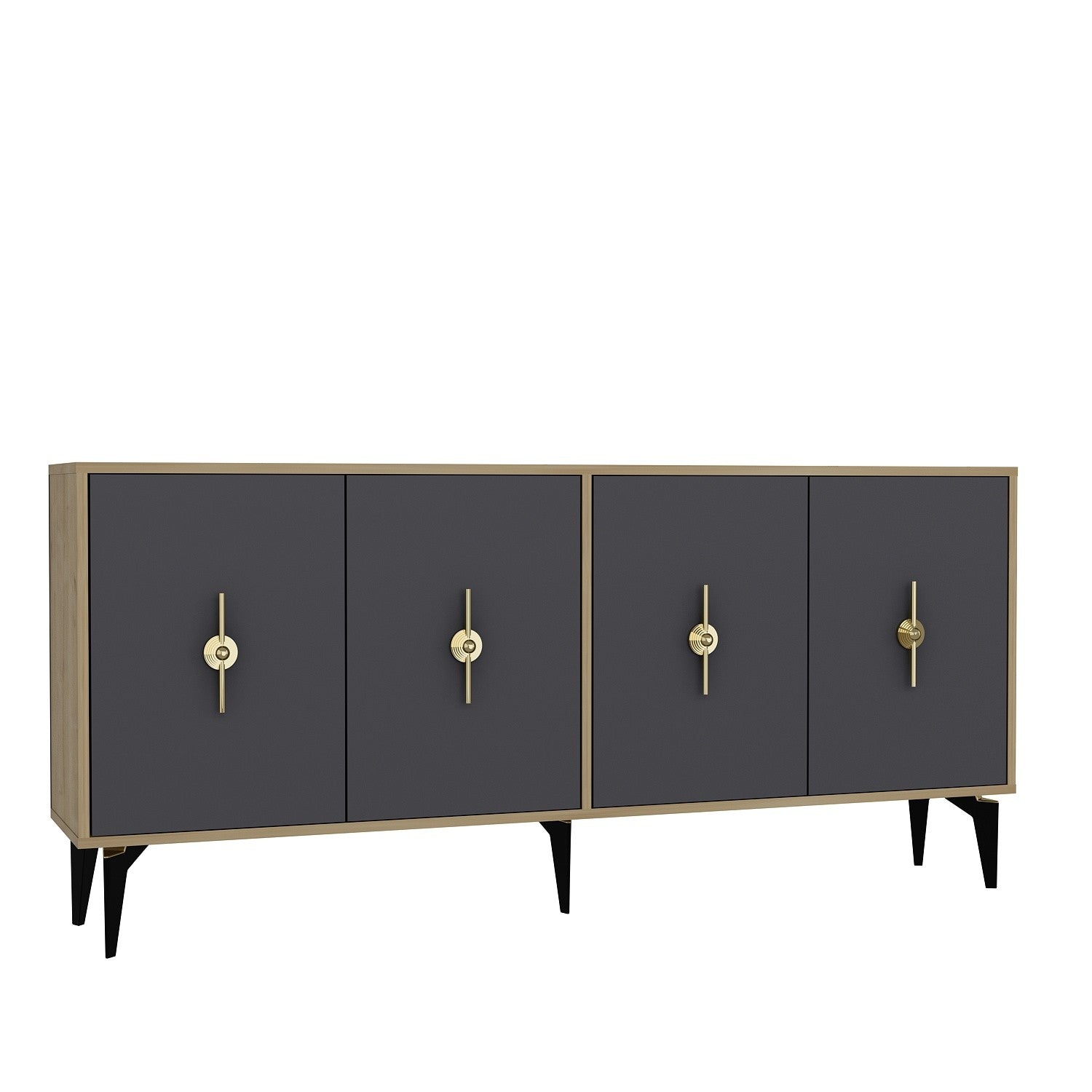Aparador – 180cm x 82,6cm x 35cm – Carvalho Safira e Antracite – Aglomerado revestido de melamina