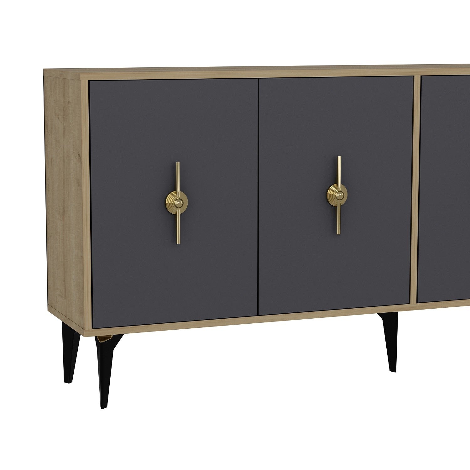 Aparador – 180cm x 82,6cm x 35cm – Carvalho Safira e Antracite – Aglomerado revestido de melamina