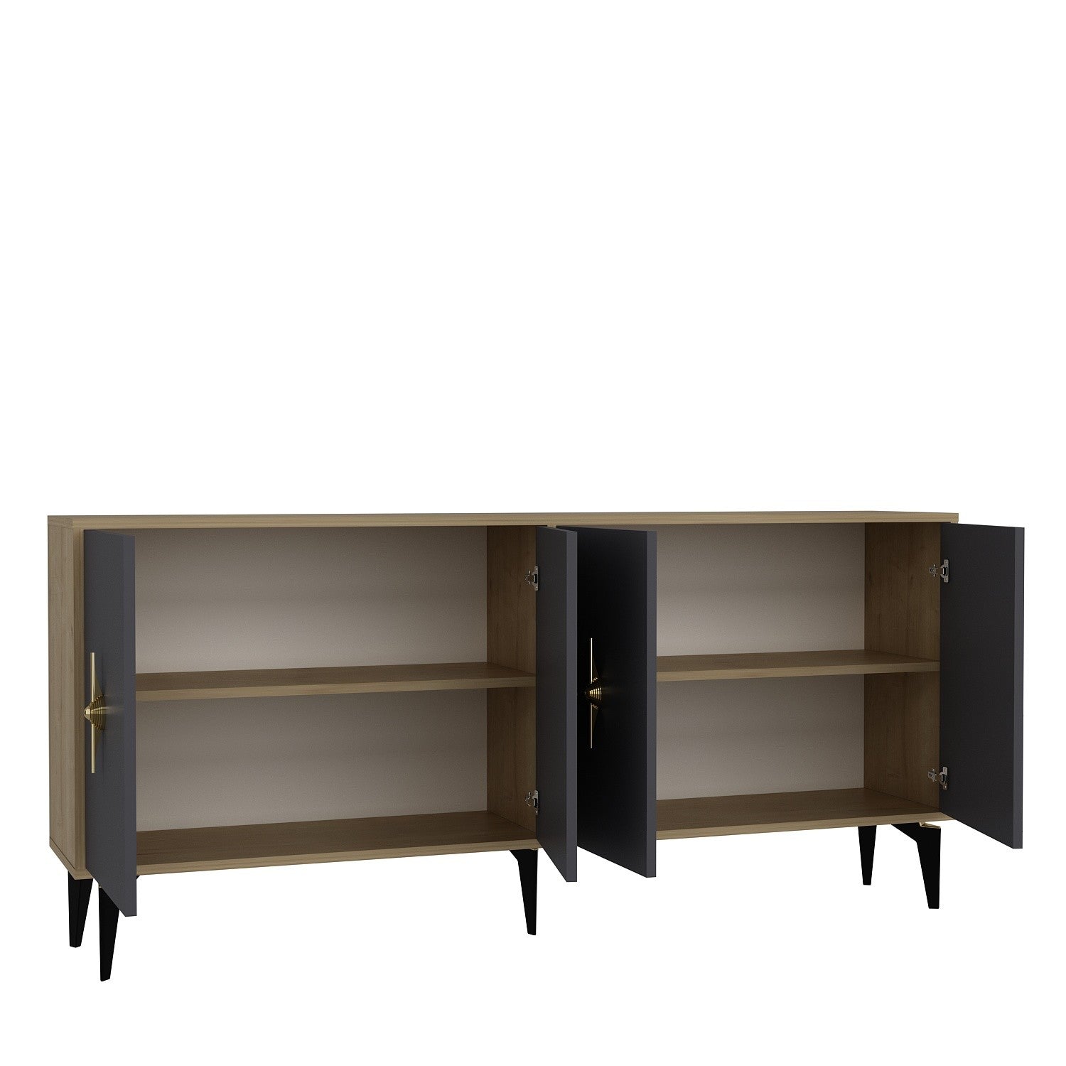 Aparador – 180cm x 82,6cm x 35cm – Carvalho Safira e Antracite – Aglomerado revestido de melamina