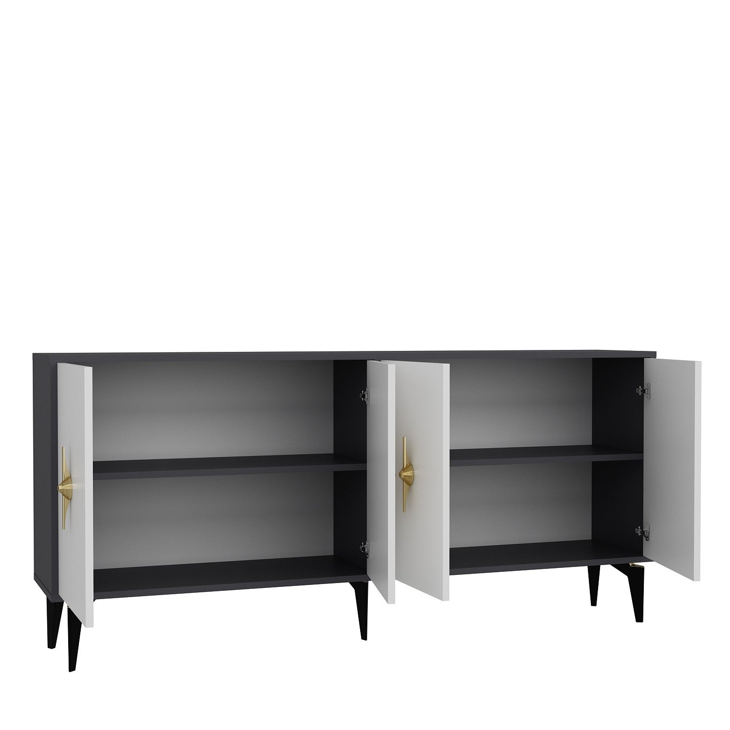 Aparador – 180cm x 82.6cm x 35cm – Antracite e Branco – Melamina