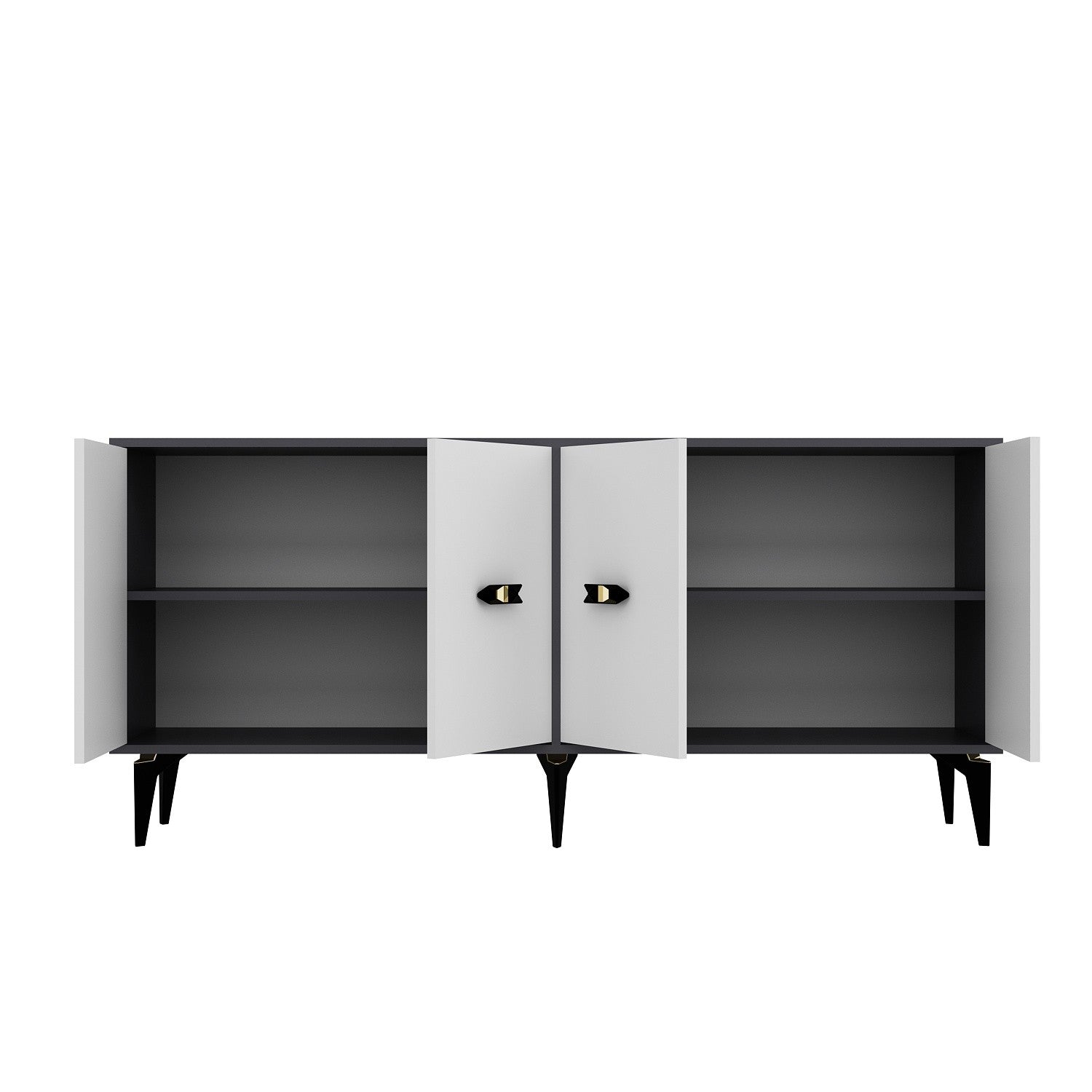 Aparador – 180cm x 82.6cm x 35cm – Antracite e Branco – Melamina