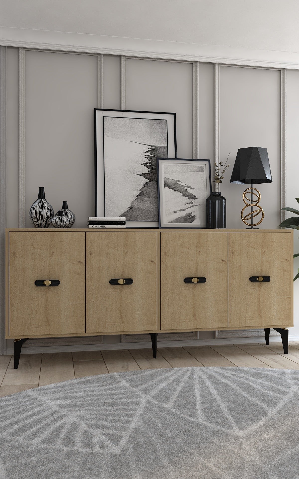 Aparador – 180 cm x 82,6 cm x 35 cm – Carvalho Safira – Aglomerado melamínico