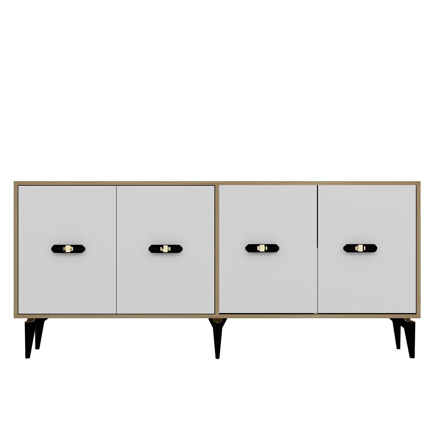 Aparador de aglomerado revestido de melamina – 180cm x 82,6cm x 35cm – Carvalho Safira e Branco