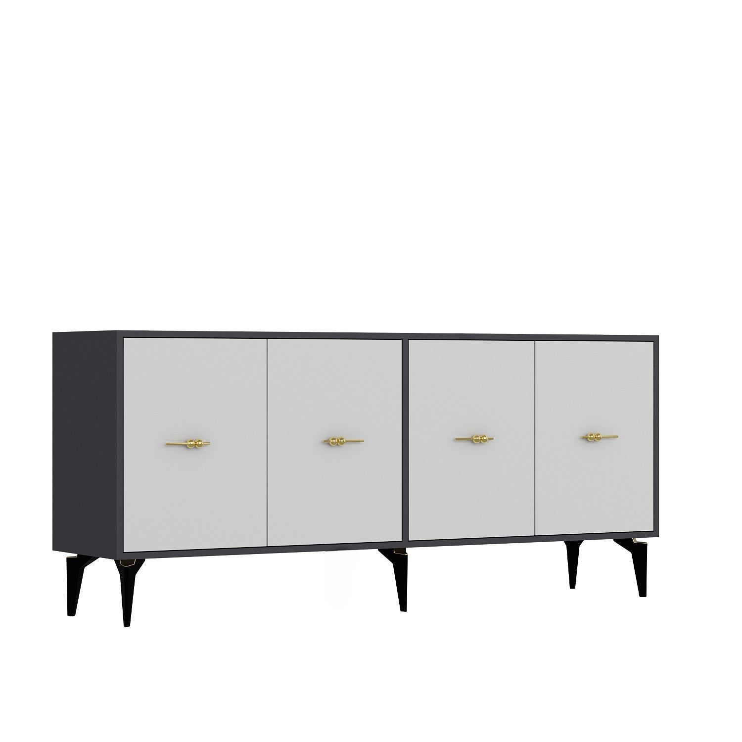 Aparador de painel de partículas revestido com melamina – 180cm x 82.6cm x 35cm – Antracite e Branco