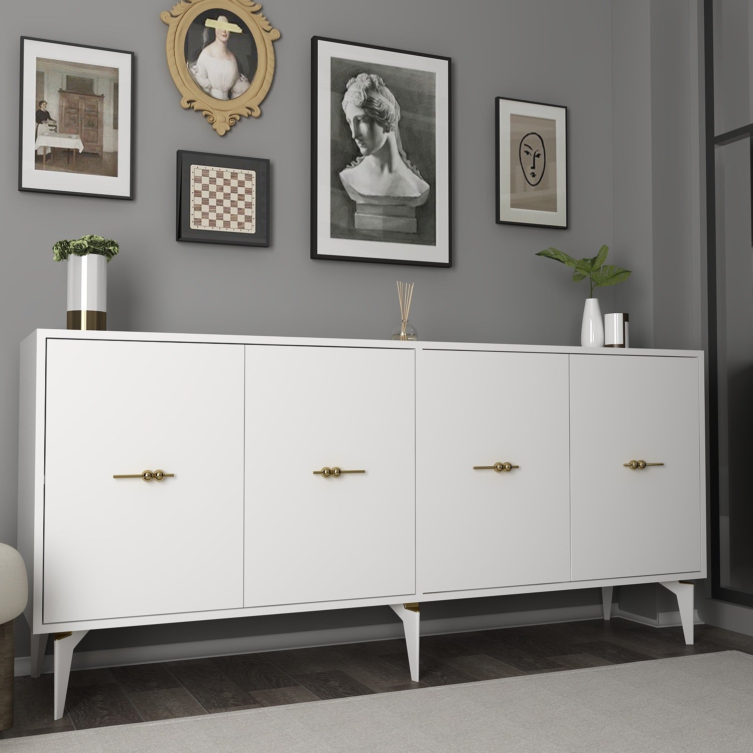 Aparador – 180 cm – Branco – Aglomerado revestido de melamina