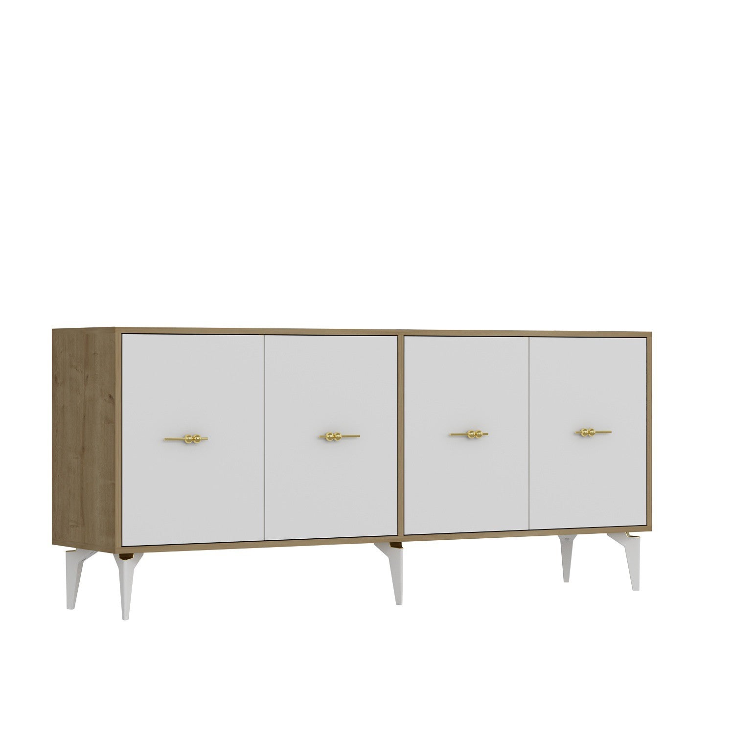 Aparador – 180cm x 82,6cm x 35cm – Carvalho Safira e Branco – Aglomerado revestido de melamina