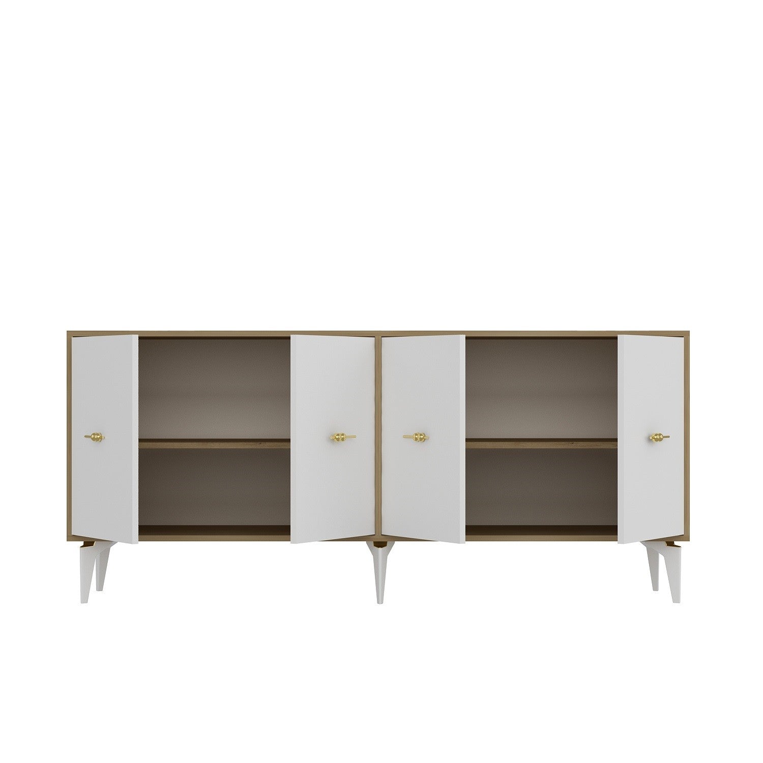 Aparador – 180cm x 82,6cm x 35cm – Carvalho Safira e Branco – Aglomerado revestido de melamina