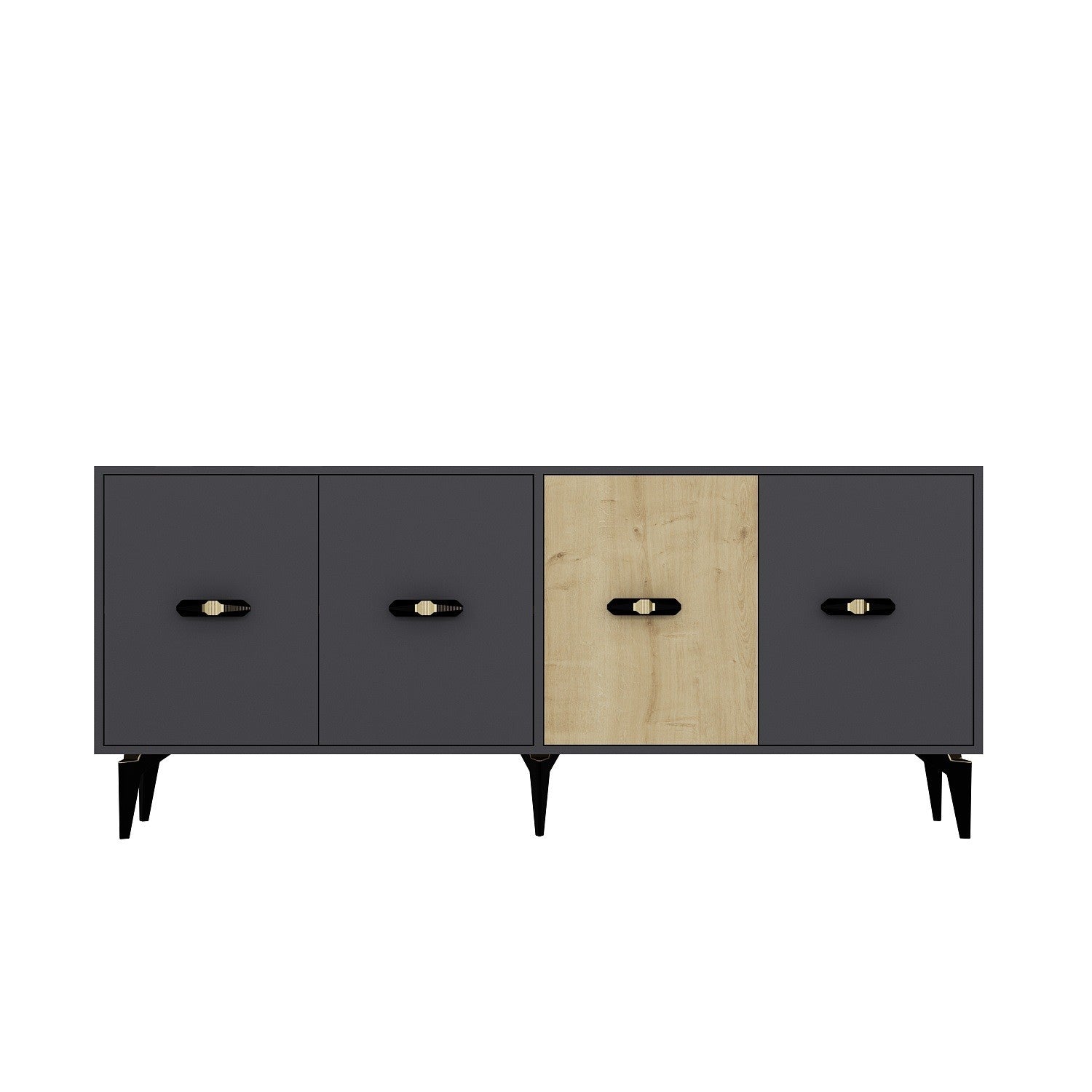 Aparador – 180 cm x 82,6 cm x 35 cm – Antracite e Carvalho Safira – Aglomerado