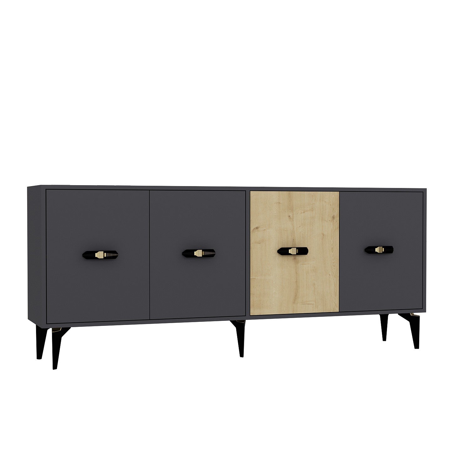 Aparador – 180 cm x 82,6 cm x 35 cm – Antracite e Carvalho Safira – Aglomerado